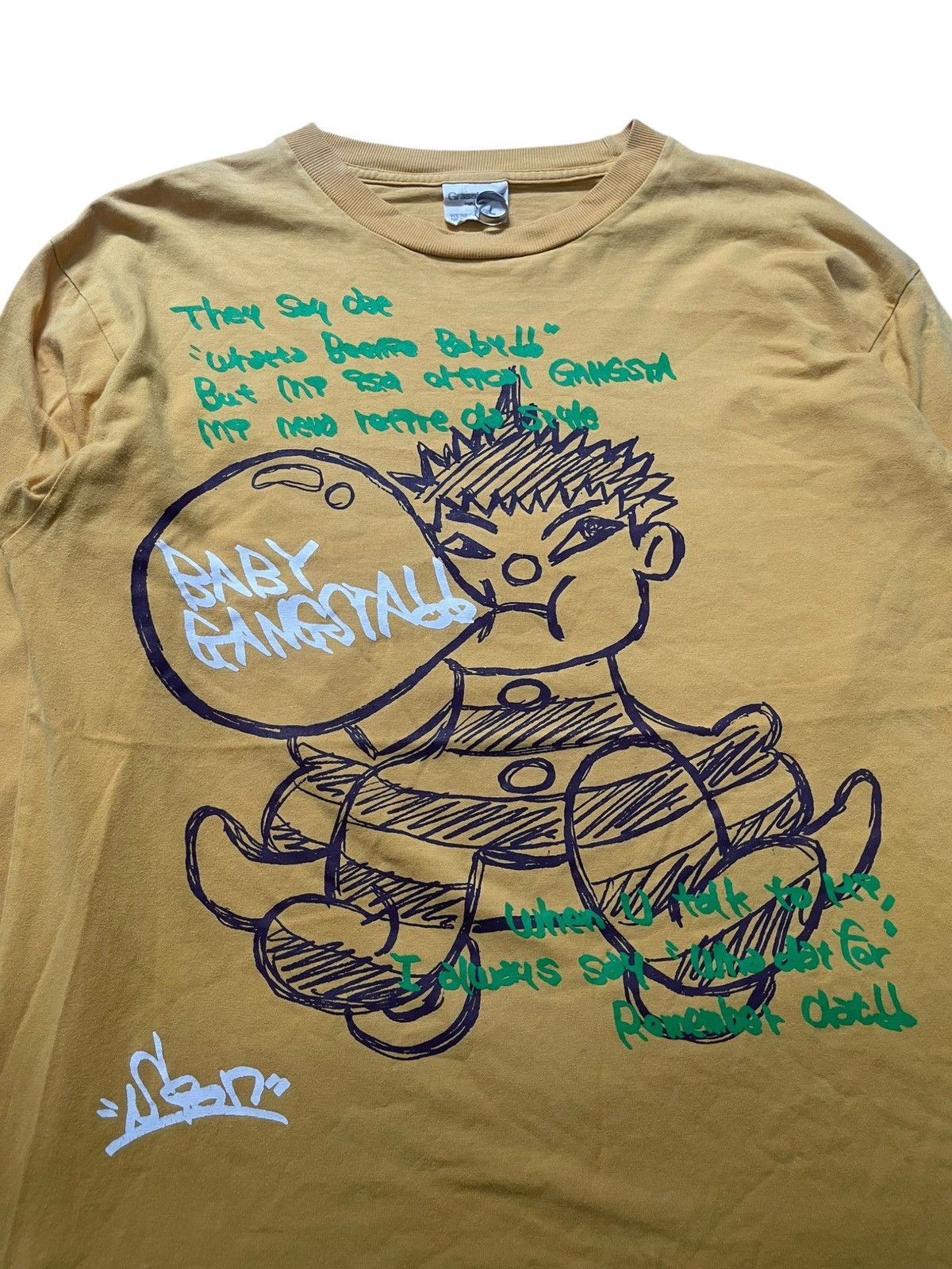 Japanese Brand Y2K Hiphop Grasshither Baby Gangsta Long Sleeve Skate Tee Size US L / EU 52-54 / 3 - 3 Thumbnail