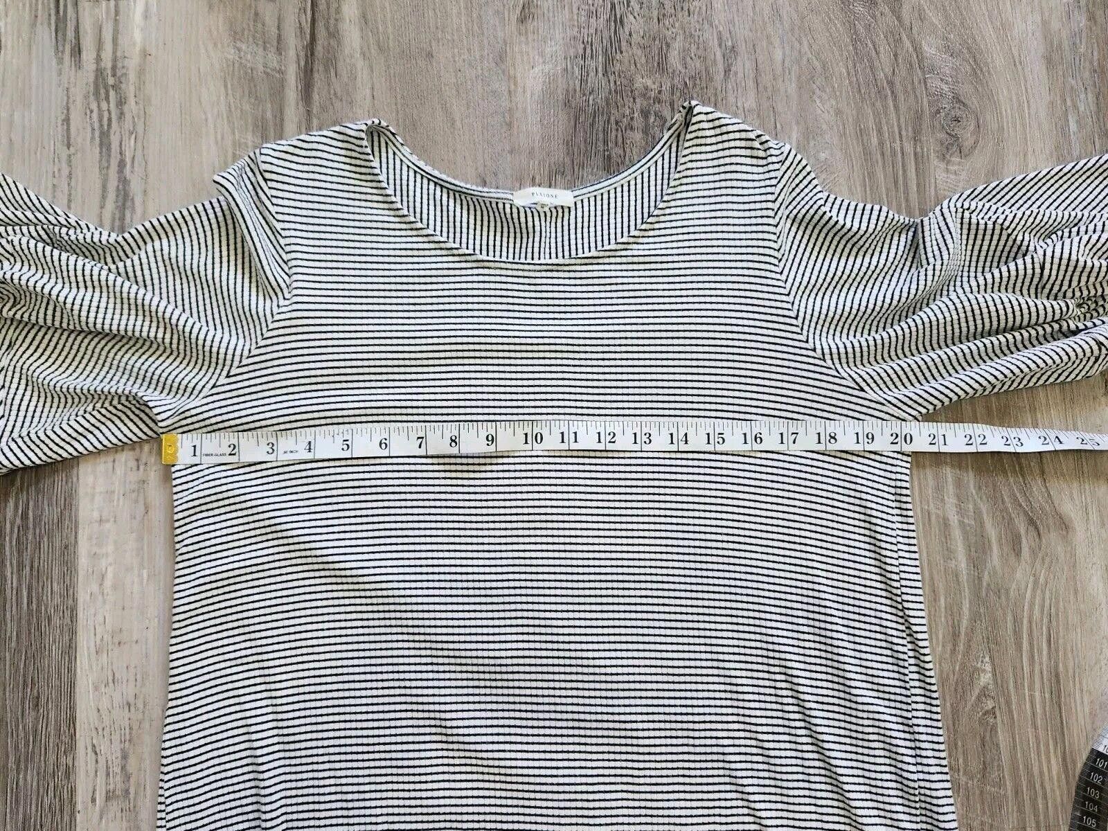 Designer Pleione Blouse Medium Black White Striped Bell Sleeves Size M / US 6-8 / IT 42-44 - 4 Thumbnail