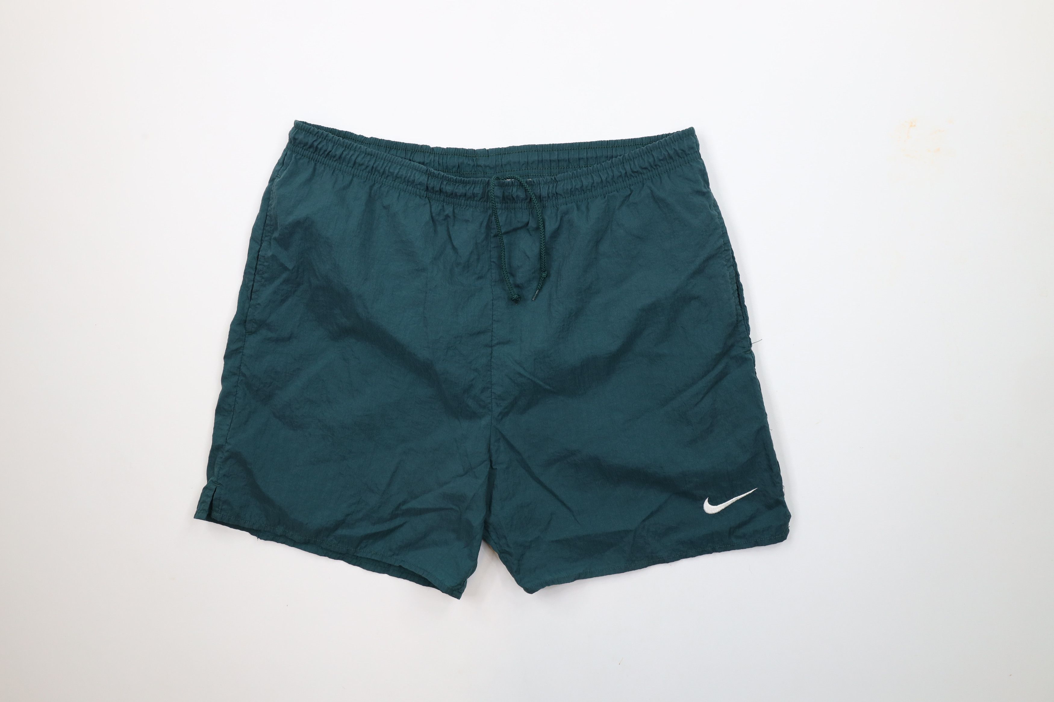 Nike × Vintage Vintage 90s Nike Scott Big Swoosh Logo Lined Shorts Green Size US 32 / EU 48 - 1 Thumbnail