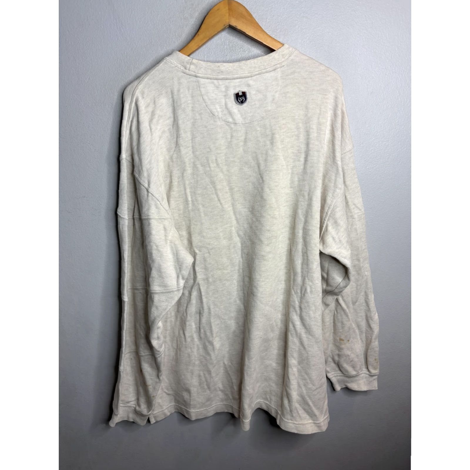 Phat Farm Phat Farm Shirt Mens L Cream Waffle Knit Thermal Long Sleeve Embroidered Crew Neck Graphic Print Modern Streetwear Hip Hop Mens Size US L / EU 52-54 / 3 - 7 Thumbnail