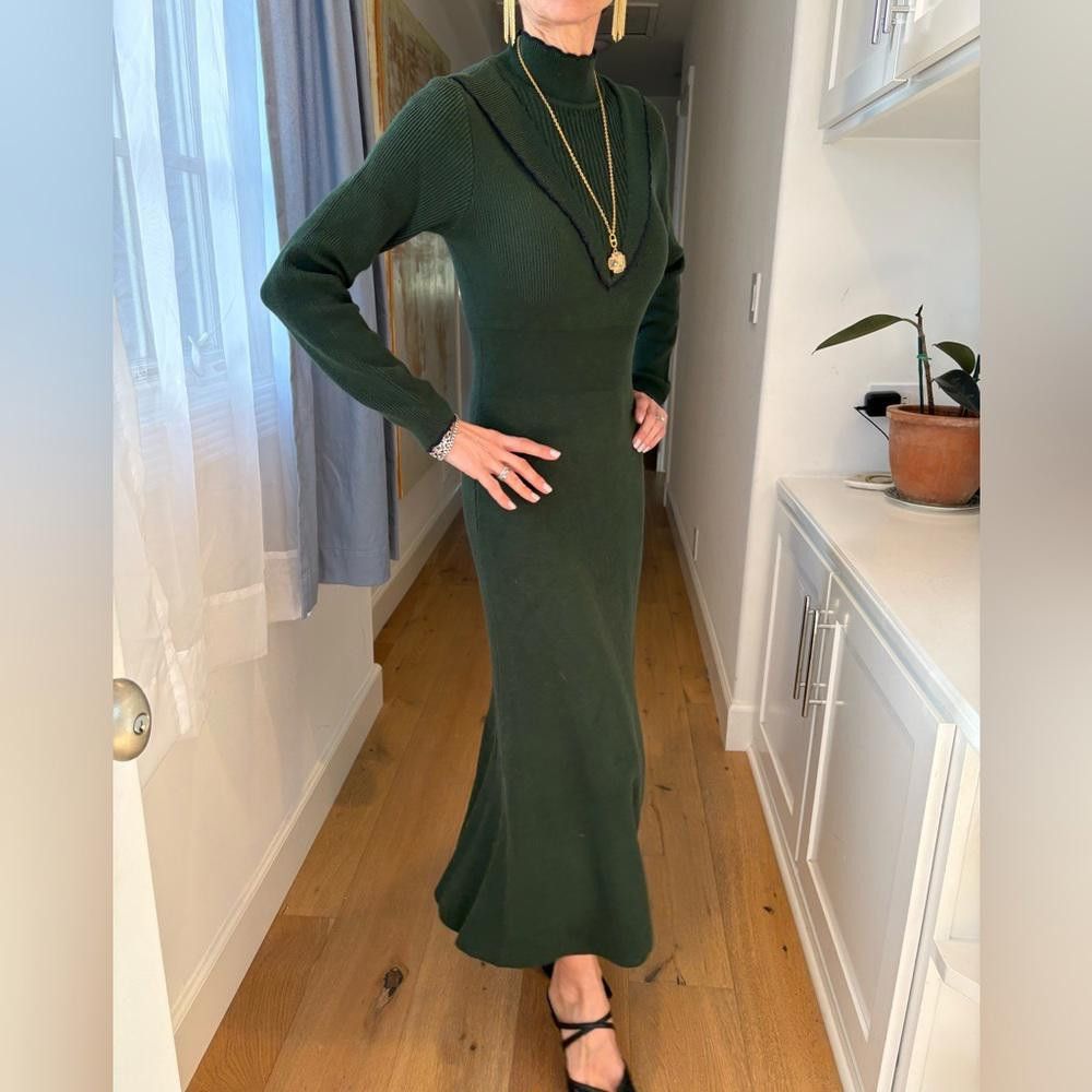 MOUSSY Moussy Knit Ribbed Long Sleeve Midi Green Dress Size Small Size S / US 4 / IT 40 - 11 Thumbnail