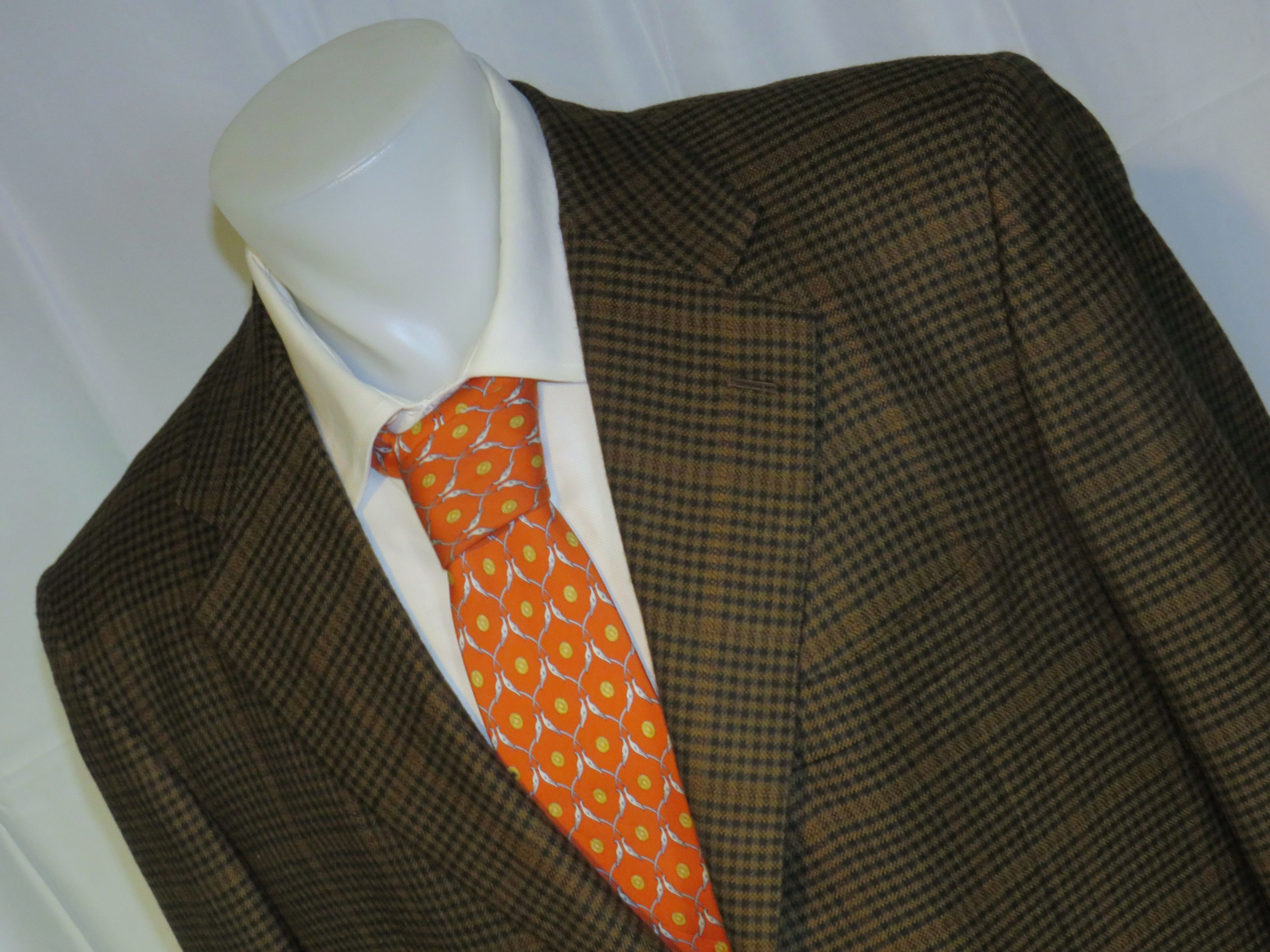 Kiton Vintage Brown Plaid 100% Cashmere Three Button Blazer 46L Size 46L - 4 Thumbnail