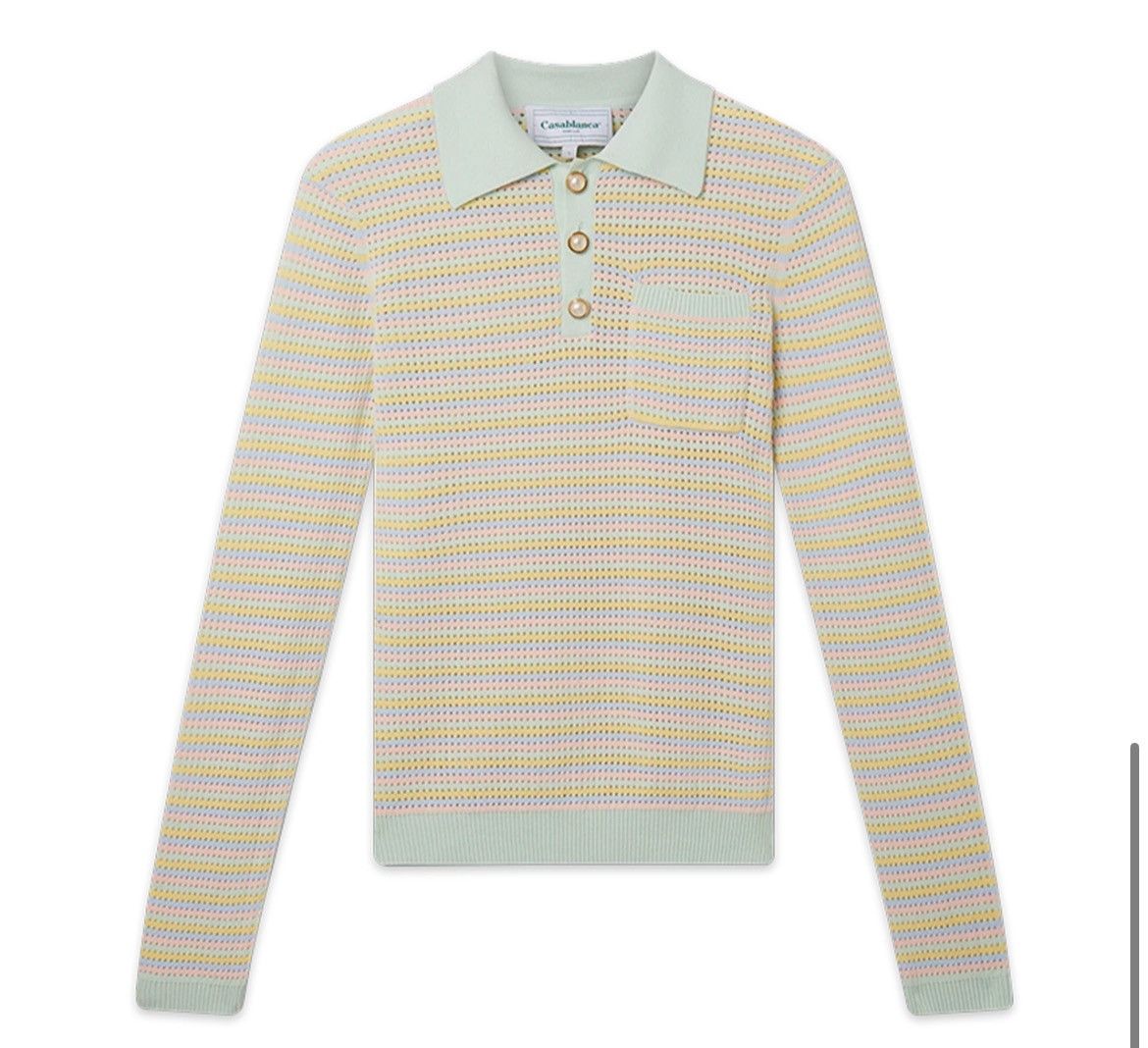 Casablanca Casa Blanca Mint Striped Polo Shirt Size US XXL / EU 58 / 5 - 1 Thumbnail