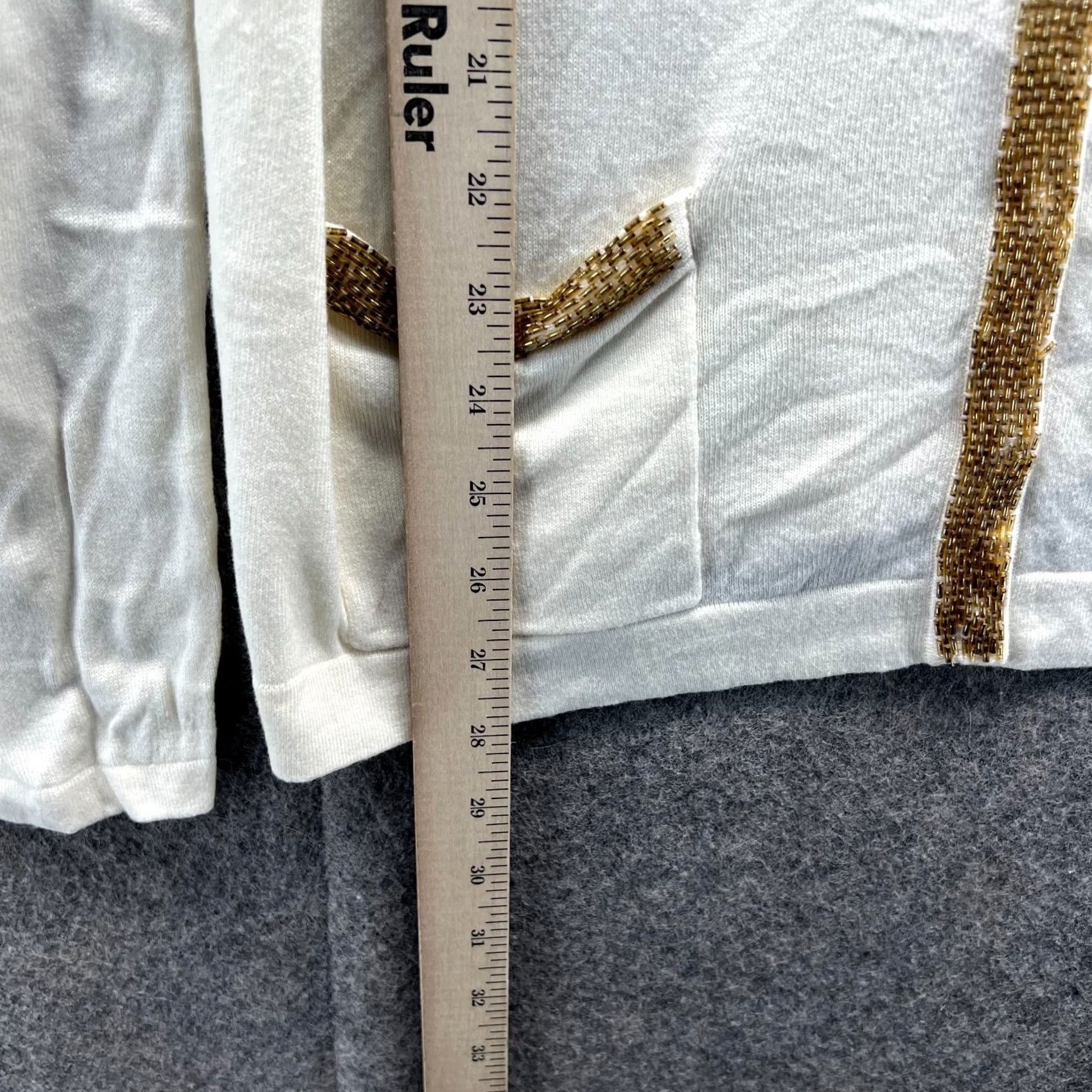 J.McLaughlin VINTAGE J McLaughlin Cardigan Sweater Womens Large Beige Gold Fleece Long Sleeve Knit Size L / US 10 / IT 46 - 6 Thumbnail