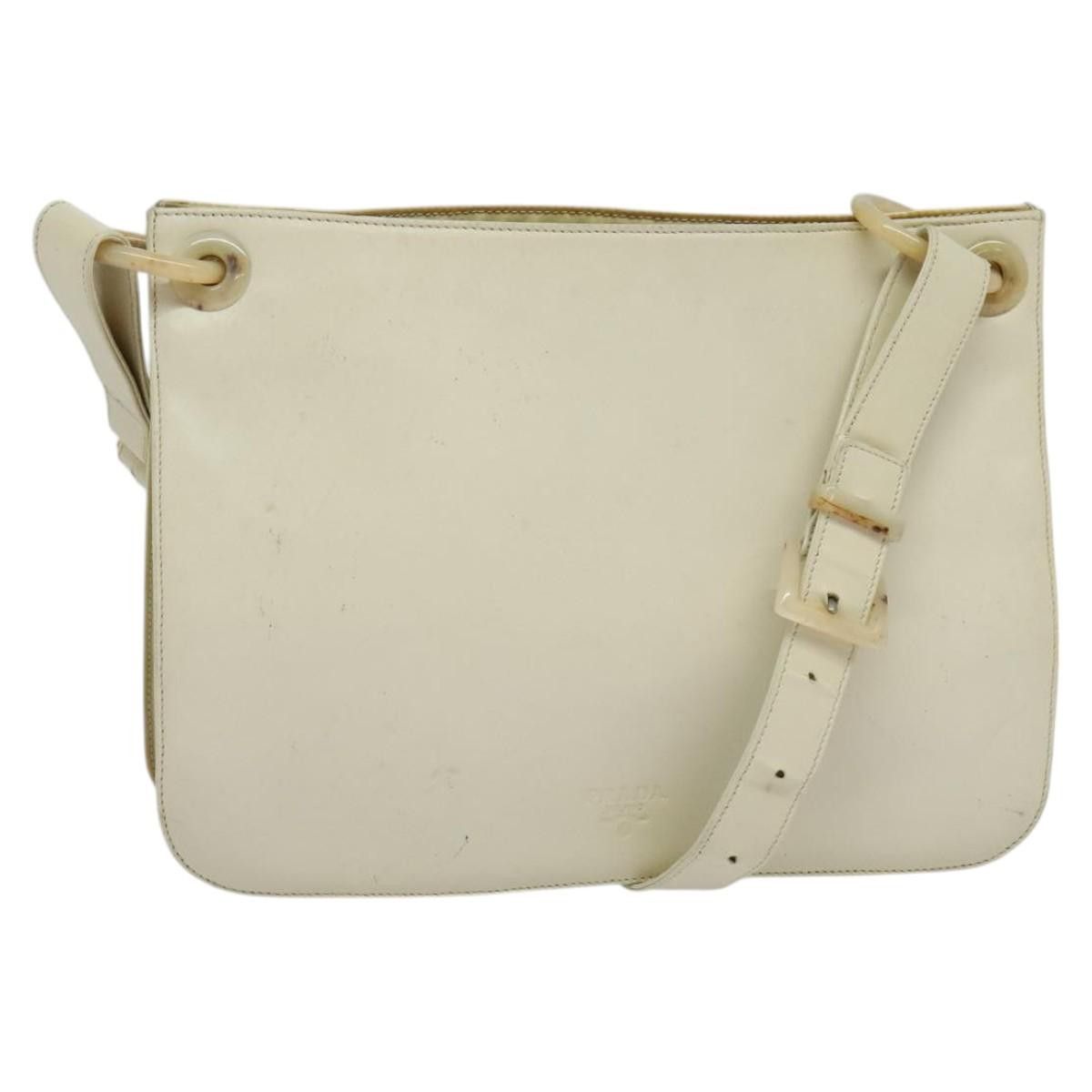 Prada Shoulder Bag Leather Beige Auth Bs23766, Women's