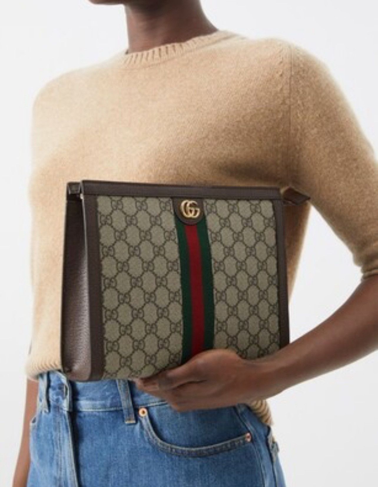 Gucci Gucci GG Supreme Fabric clutch with iconic Web Band Size ONE SIZE - 3 Thumbnail