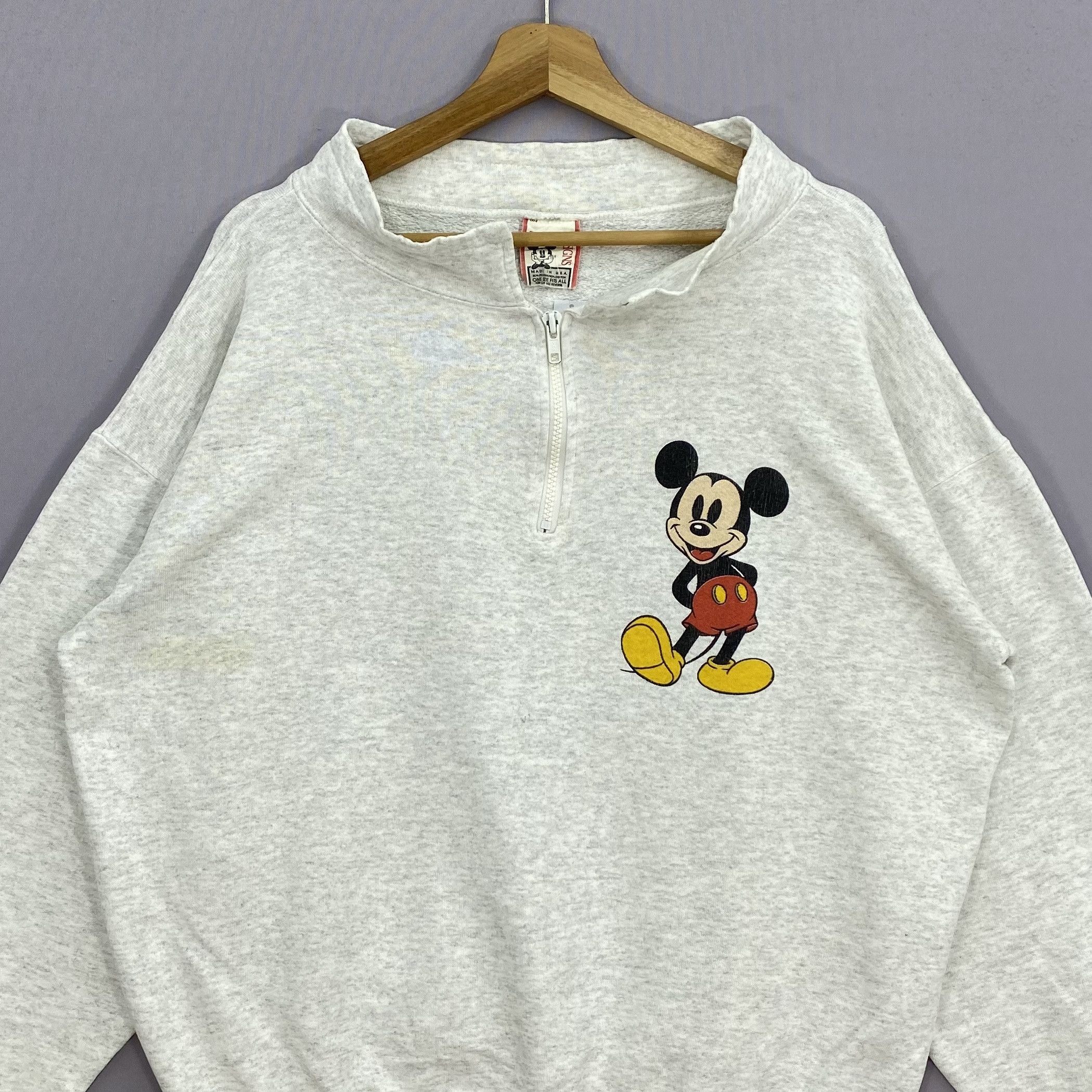 Disney Vintage 90s Disney Mickey Mouse Zipper Pullover Sweatshirt Size US XL / EU 56 / 4 - 3 Thumbnail