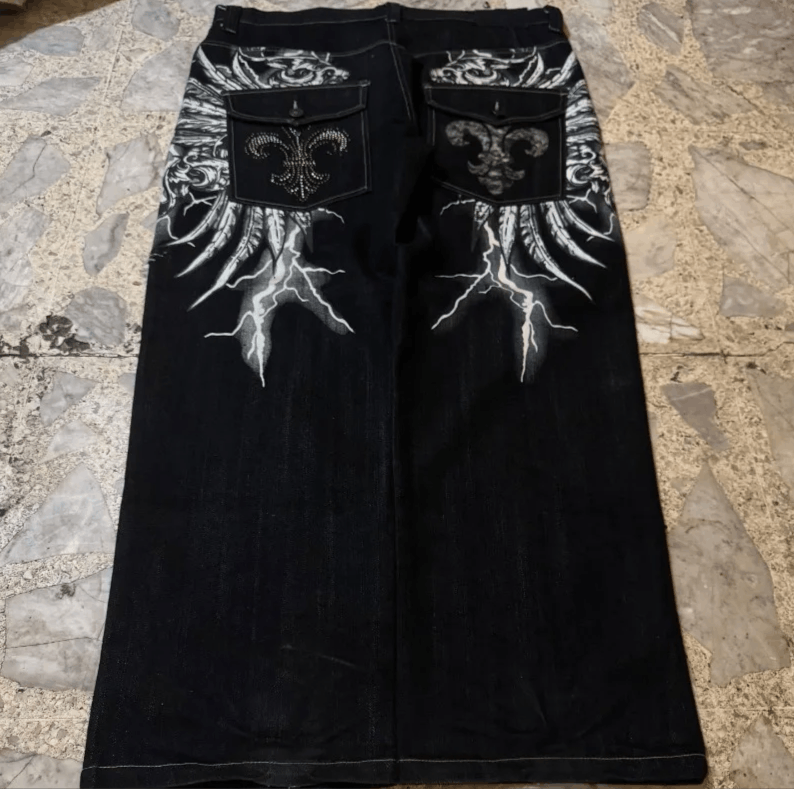 Japanese Brand Letter Patch Baggy Jeans Size US 34 / EU 50 - 3 Thumbnail