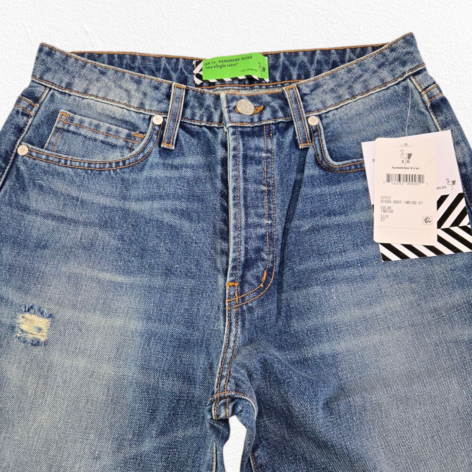 Sandrine Rose Sandrine Rose Hi-Rise Distressed Straight Leg Jeans Size 27 Size 27" / US 4 / IT 40 - 4 Thumbnail