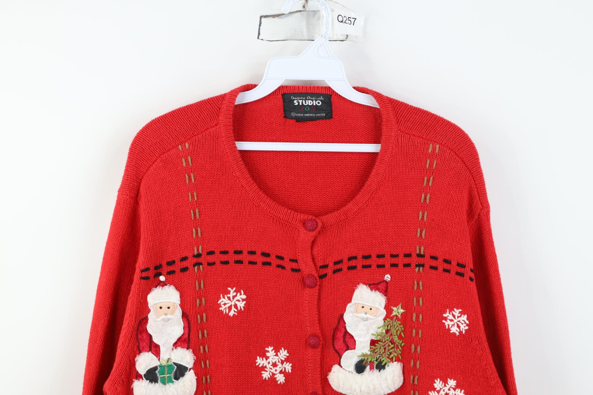Vintage Vintage 90s Christmas Santa Claus Snowflake Knit Sweater Size XL / US 12-14 / IT 48-50 - 2 Thumbnail