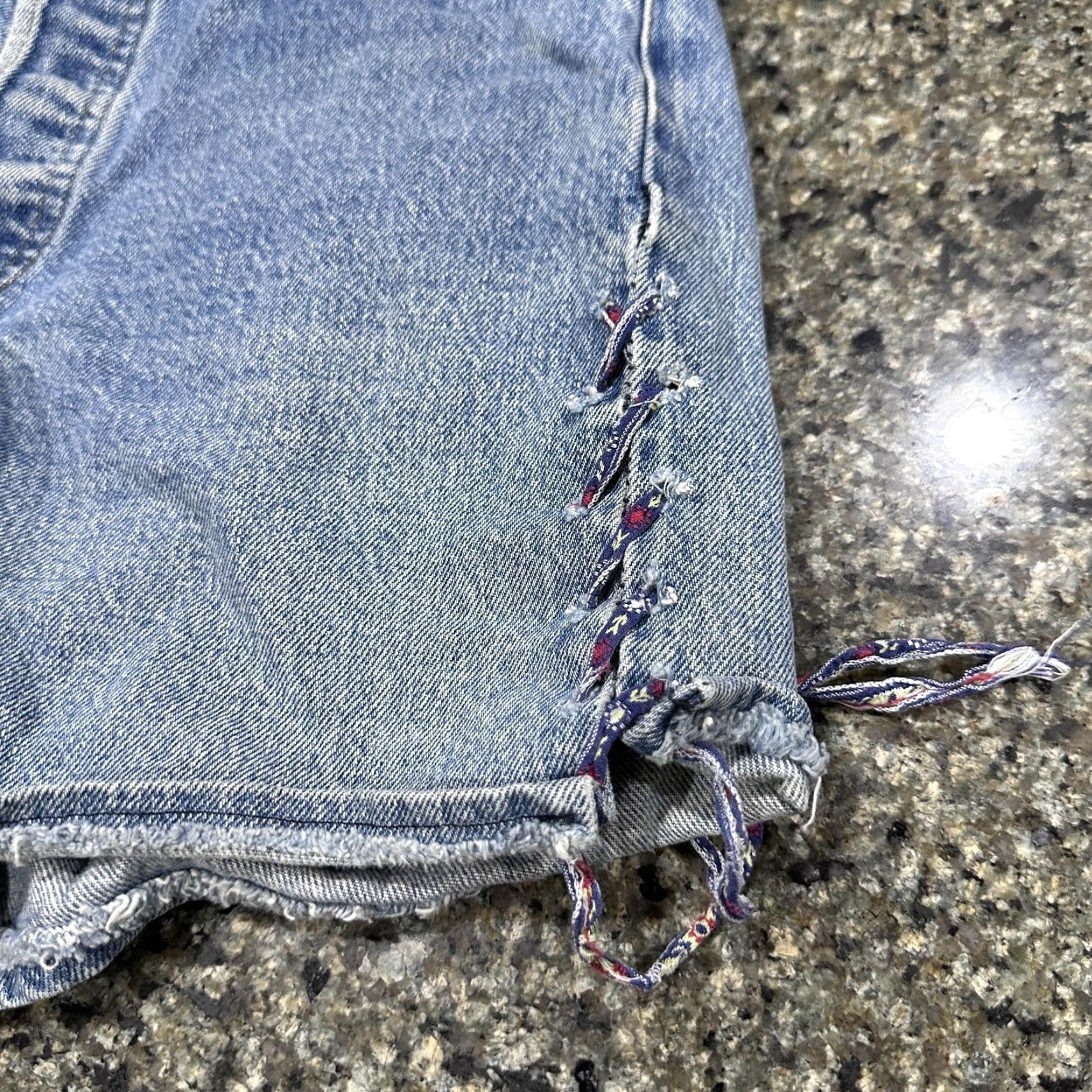 Levi's VINTAGE Levis 501 Denim Shorts 26 Blue Button Fly Lace Up Sides DIY Shorts Y2K 90s Festival Womens Size 26" / US 2 / IT 38 - 7 Thumbnail