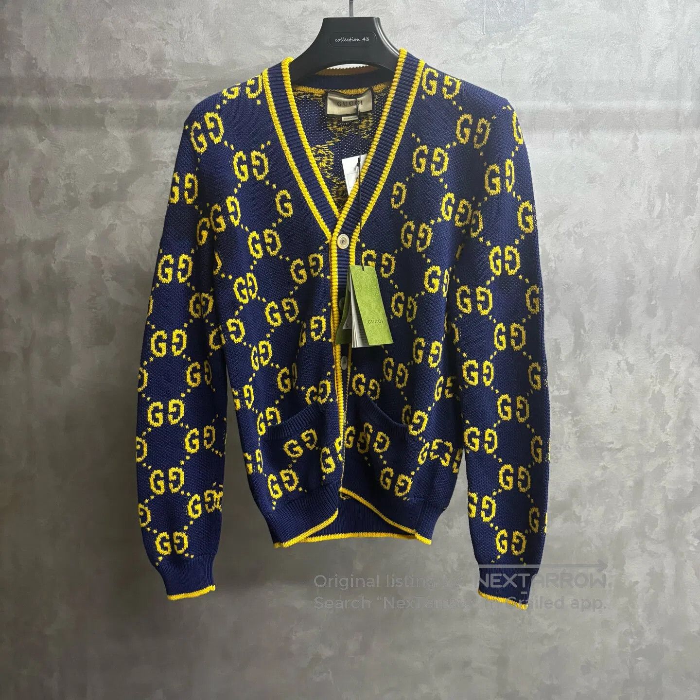 Gucci Guicci Long-sleeved knitted sweater with a blue lettered l Size US XS / EU 42 / 0 - 1 Thumbnail