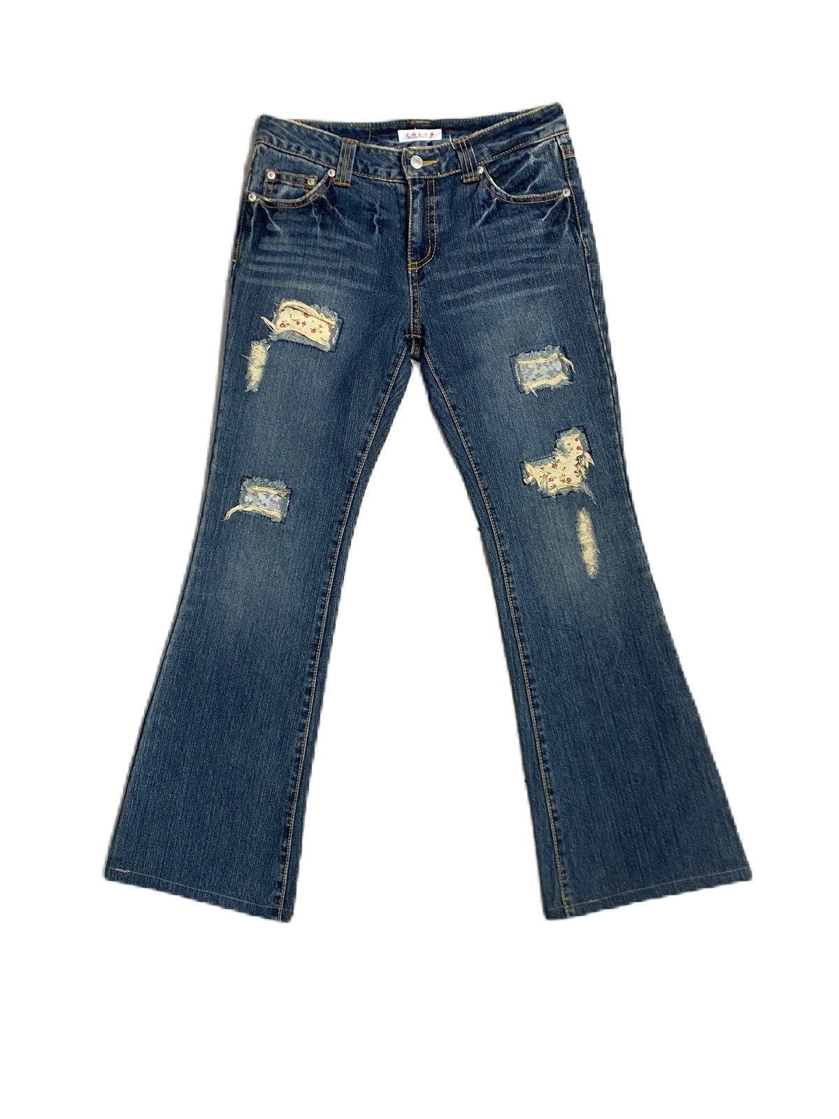 Japanese Brand SUPER FLARE C.O.L.Z.A DISTRESS DENIM Size US 30 / EU 46 - 1 Thumbnail