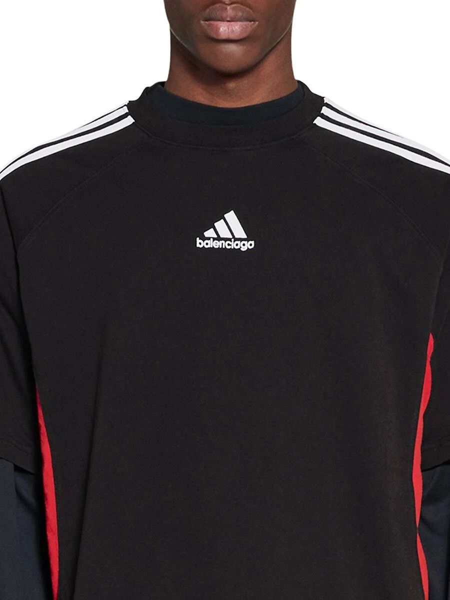 Adidas × Balenciaga o1srvl11e0424 T-Shirt Medium Fit in Black/White/Red Size US M / EU 48-50 / 2 - 5 Thumbnail
