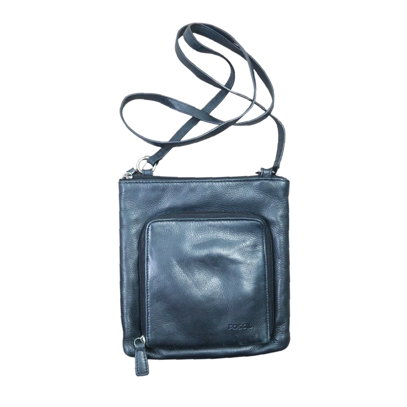 Fossil Fossil Crossbody Bag Purse Black Leather Mini 8”x8” Women Zip Casual Size ONE SIZE - 2 Thumbnail