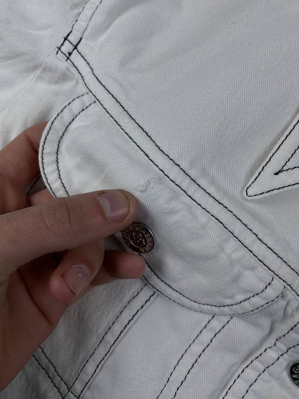 Dolce & Gabbana Dolce & Gabbana J&ANS Denim Jacket Women Size M White Size M / US 6-8 / IT 42-44 - 5 Thumbnail