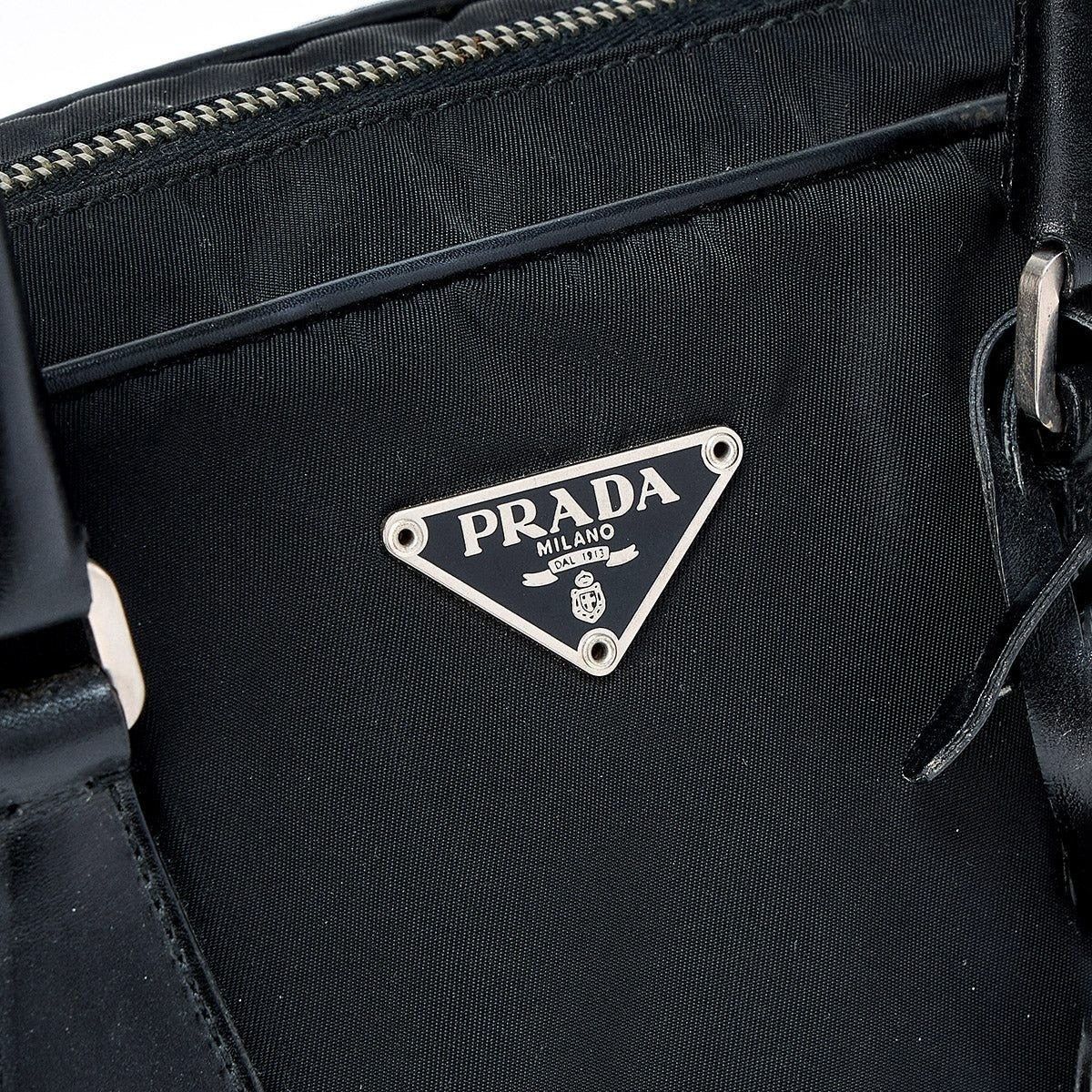 Prada Prada Tessuto Triangle Handbag Black Silver Size ONE SIZE - 9 Thumbnail