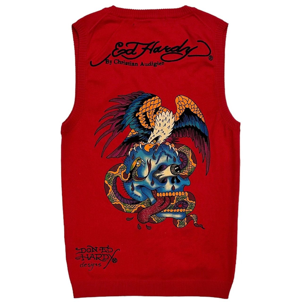 Ed Hardy Ed Hardy by Christian Audigier V-Neck Sweater Vest in Red Size US L / EU 52-54 / 3 - 2 Thumbnail