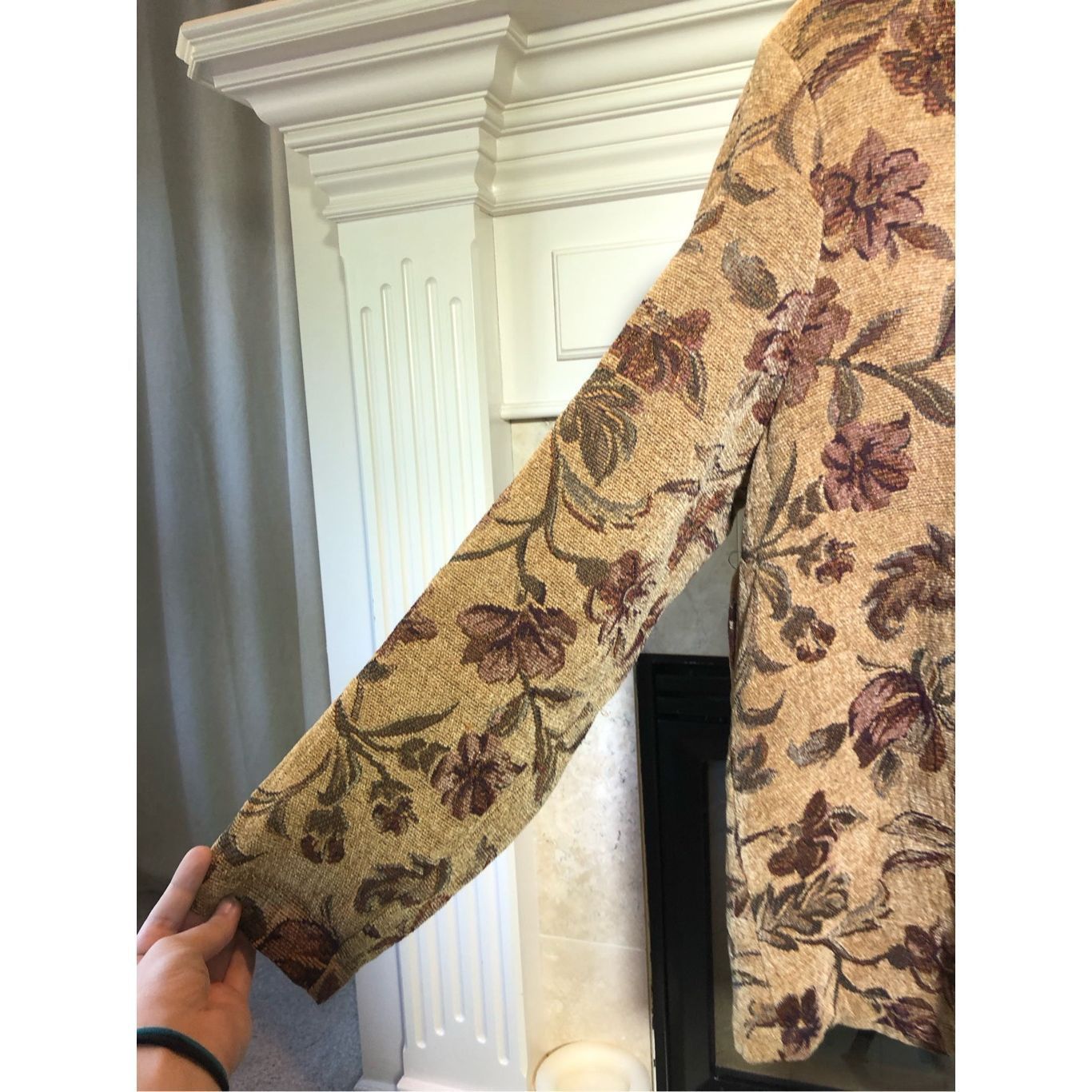 Other Susan Graver Style Women’s Tan and Purple Floral Pattern Tap Size XL / US 12-14 / IT 48-50 - 4 Thumbnail