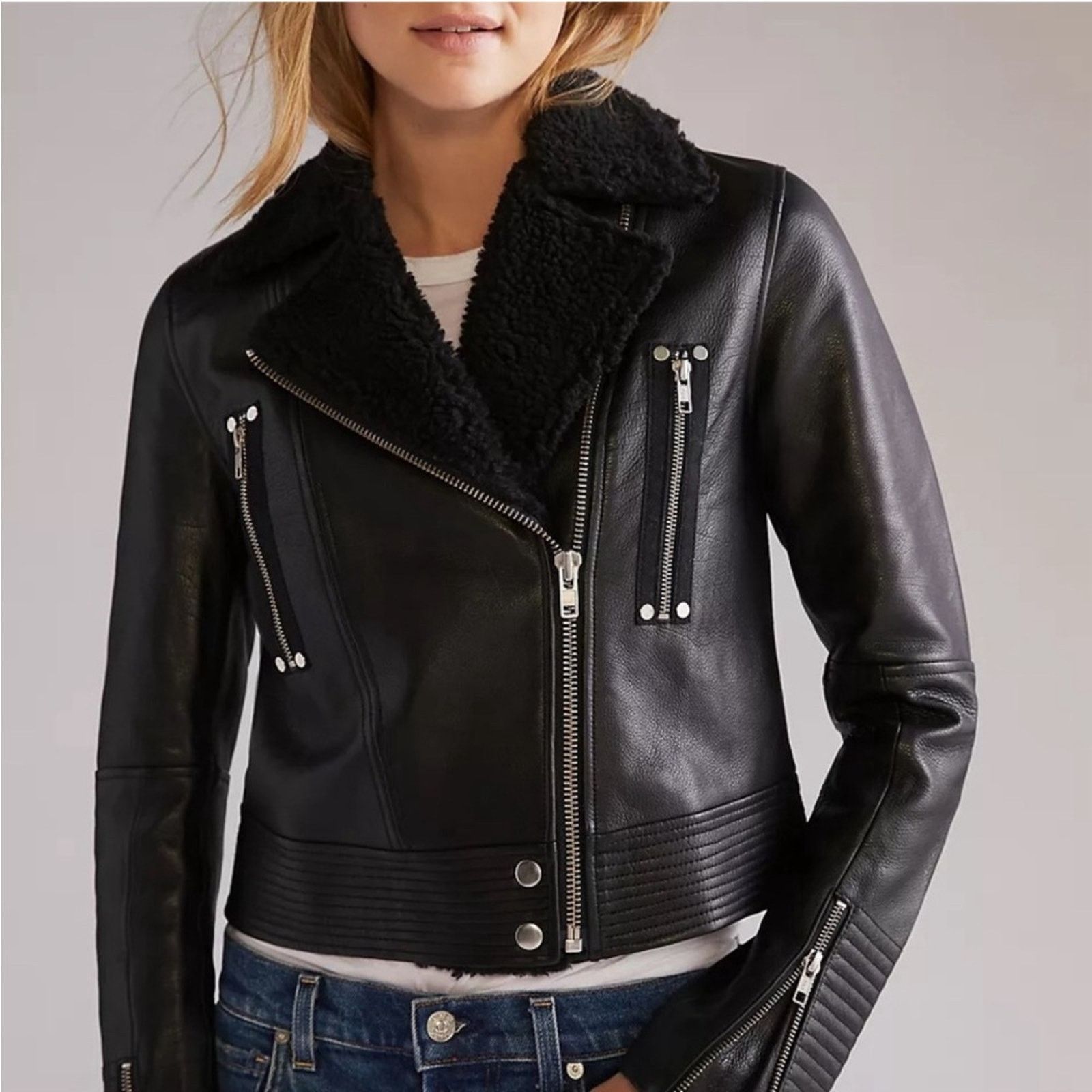 Paige PAIGE Rooney Black Leather Moto Jacket *S *NWT Size S / US 4 / IT 40 - 2 Thumbnail