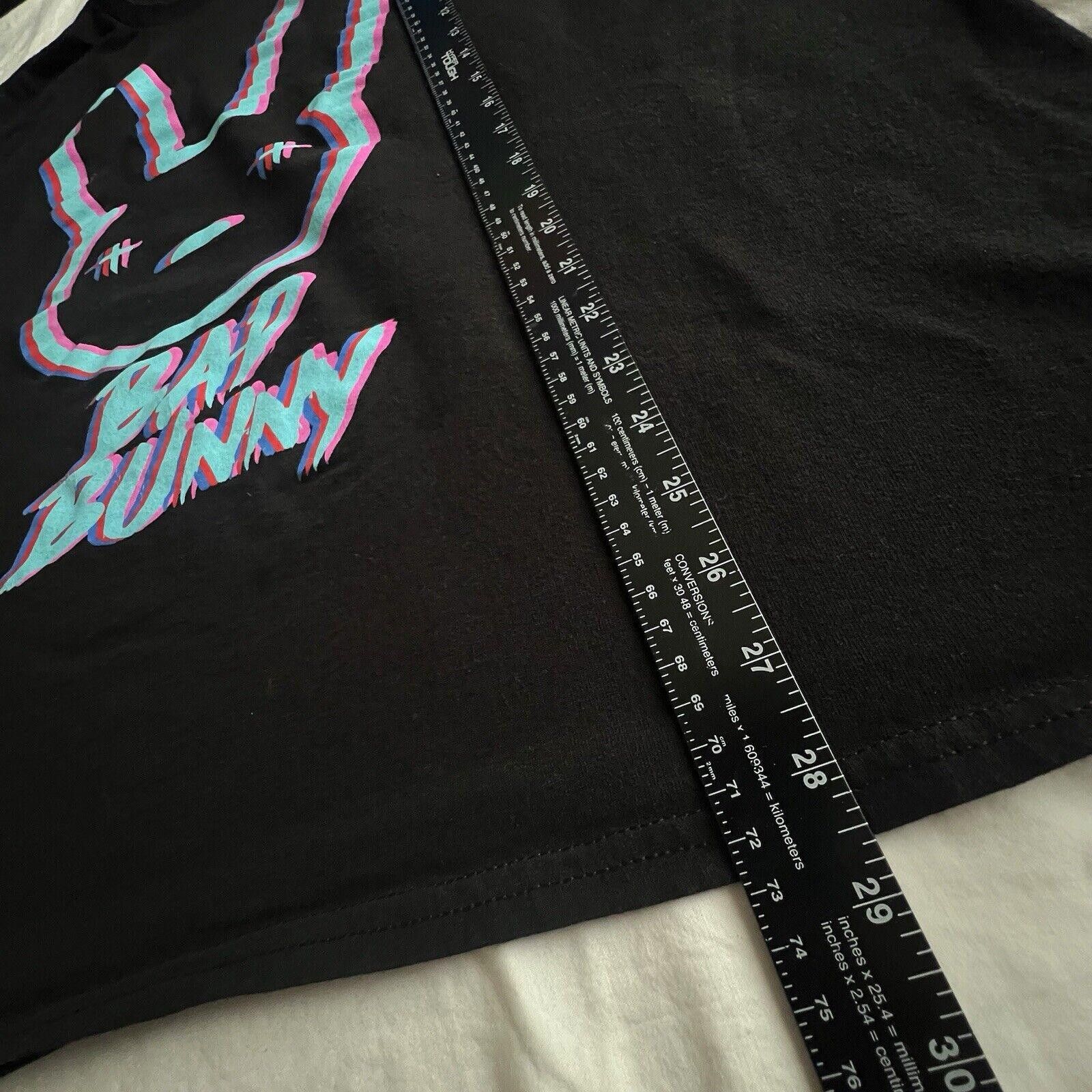 Designer Bad Bunny Worlds Hottest 2022 Tour 3D T Shirt Size XL Black Size ONE SIZE - 4 Thumbnail