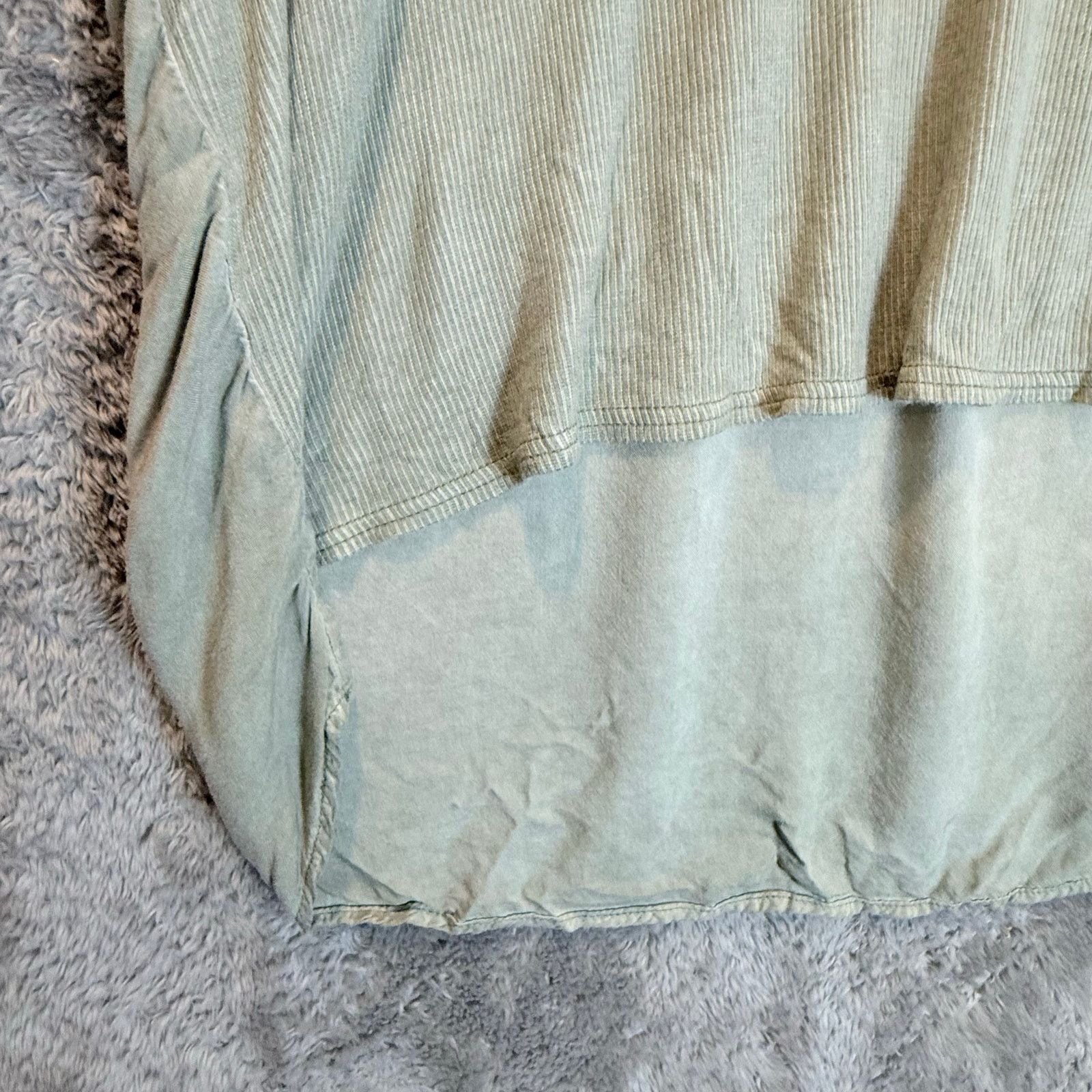 Other Jane Delancey Mixed Media Green Ribbed Tunic Top T Shirt L Size L / US 10 / IT 46 - 4 Thumbnail