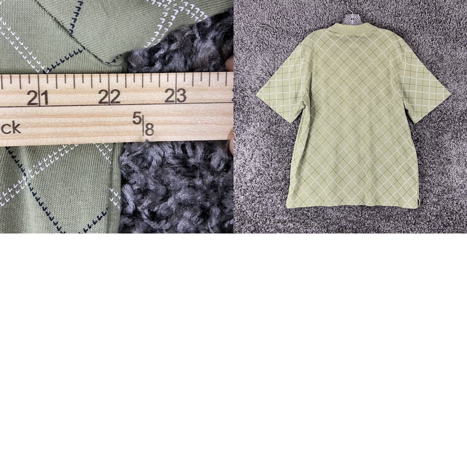 Vintage David Taylor Polo Shirt Men L Green Argyle Diamond Pattern Size US L / EU 52-54 / 3 - 8 Thumbnail