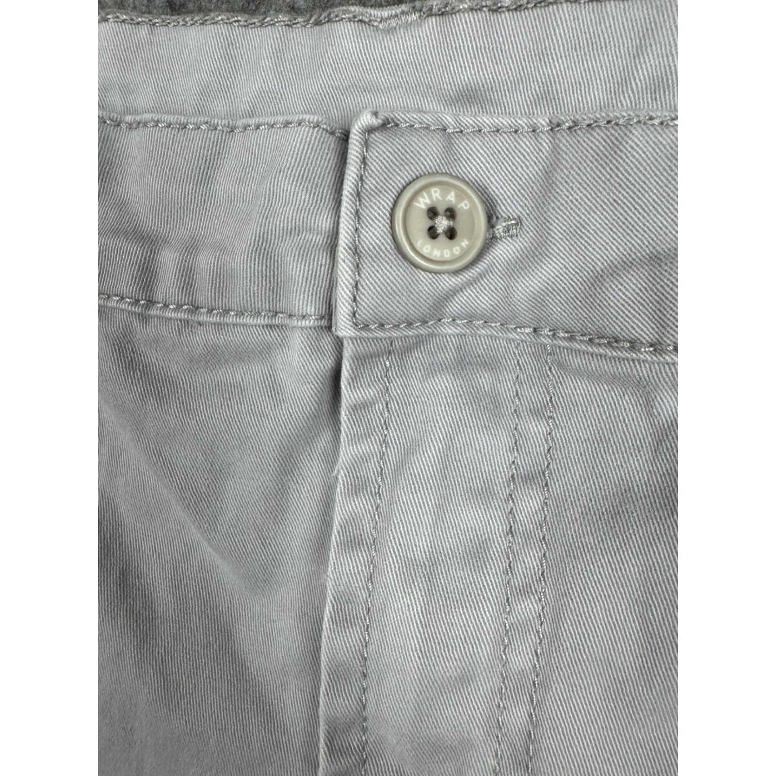 Vintage Wrap London Pants Women's 31 x 27 Gray Pockets Tapered Trousers/Ankle Twill Cotton Blend High Rise Regular Fit Casual Workwear 31 Waist Size 24" / US 00 / IT 34 - 4 Thumbnail