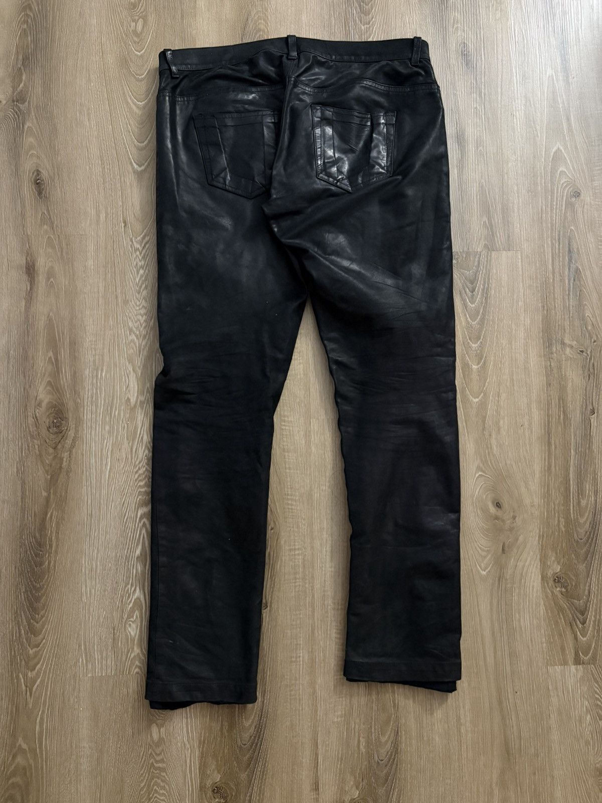 Rick Owens F/W 2013 PLINTH Washed Calf Detriot cut leather pants Size US 35 - 2 Thumbnail