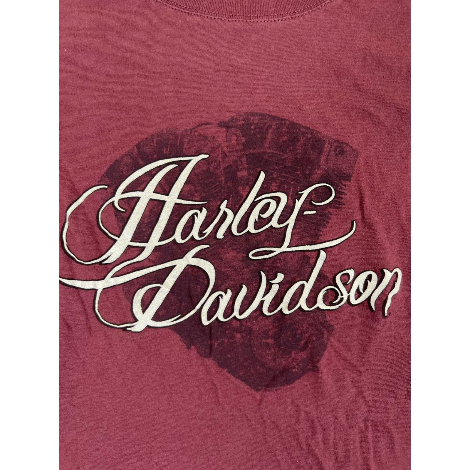 Harley Davidson VINTAGE Harley-Davidson Shirt Womens Large Burgundy Anaheim California Motorcycle Tee Size L / US 10 / IT 46 - 2 Thumbnail