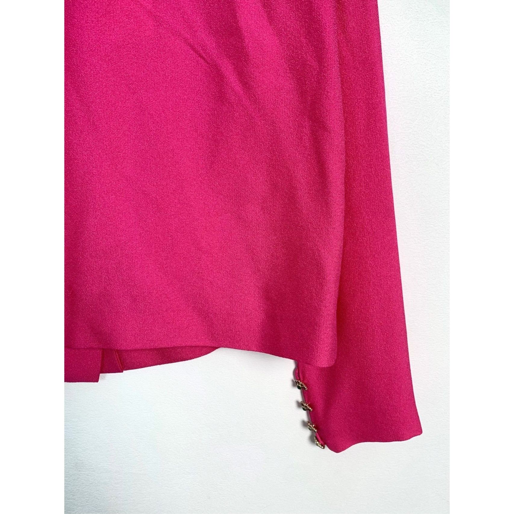 Chanel Womens Rose Red Long-Sleeve Button-Up Crew Neck Jacke