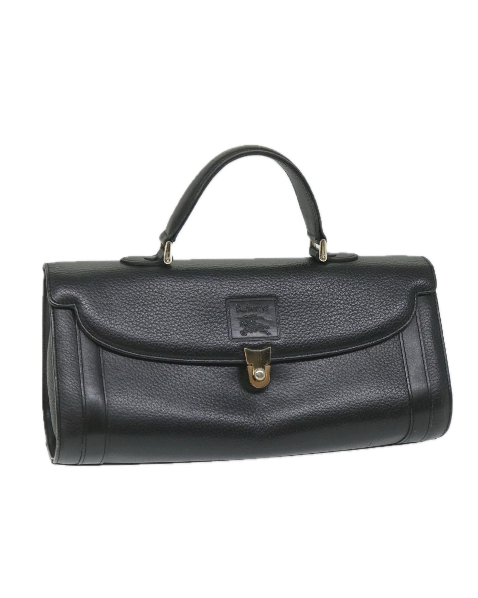 image of Burberry Elegant Black Leather Bag, Women's