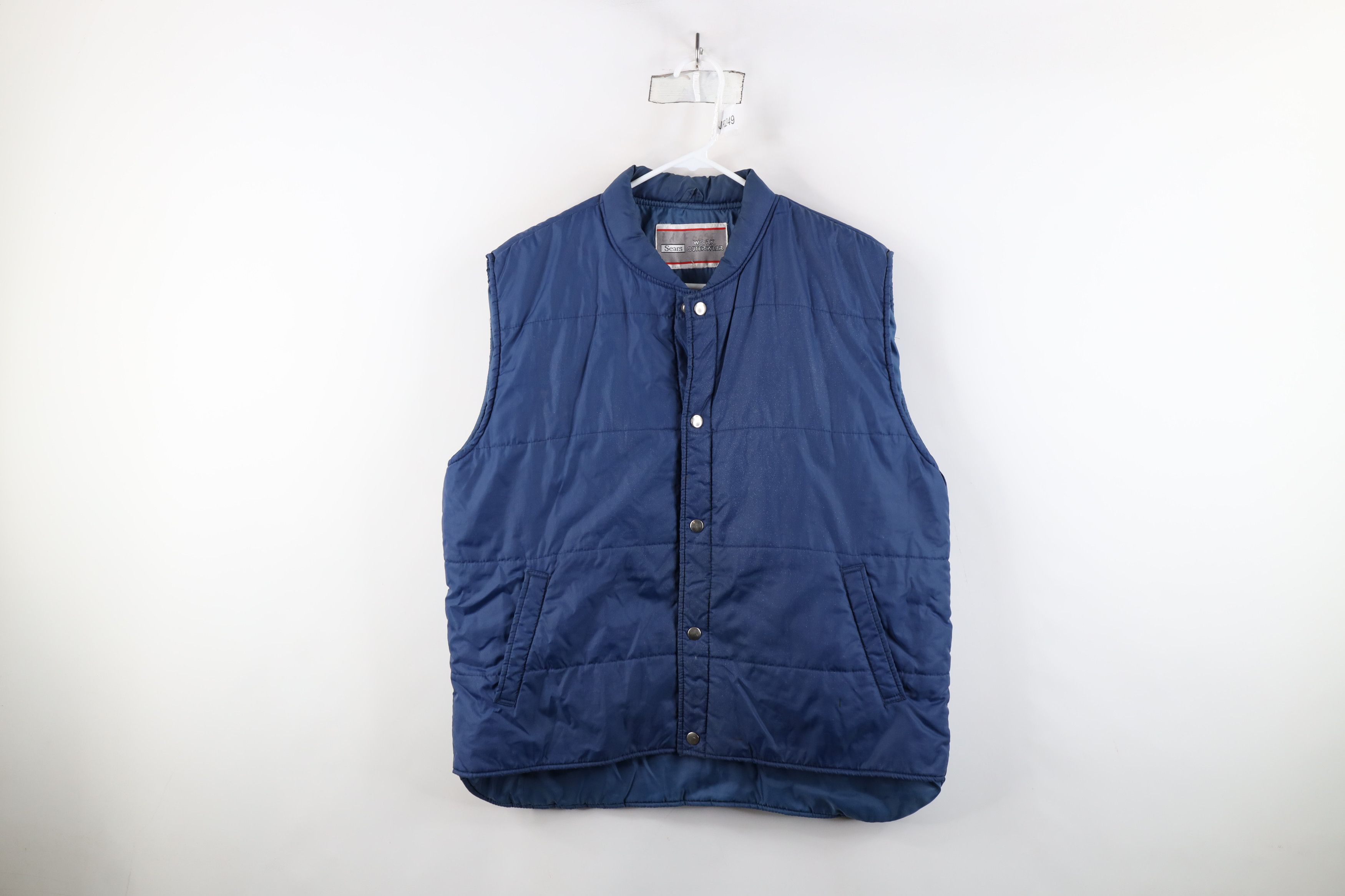 Vintage Vintage 70s Streetwear Full Button Puffer Vest Jacket Blue Size US XL / EU 56 / 4 - 1 Thumbnail