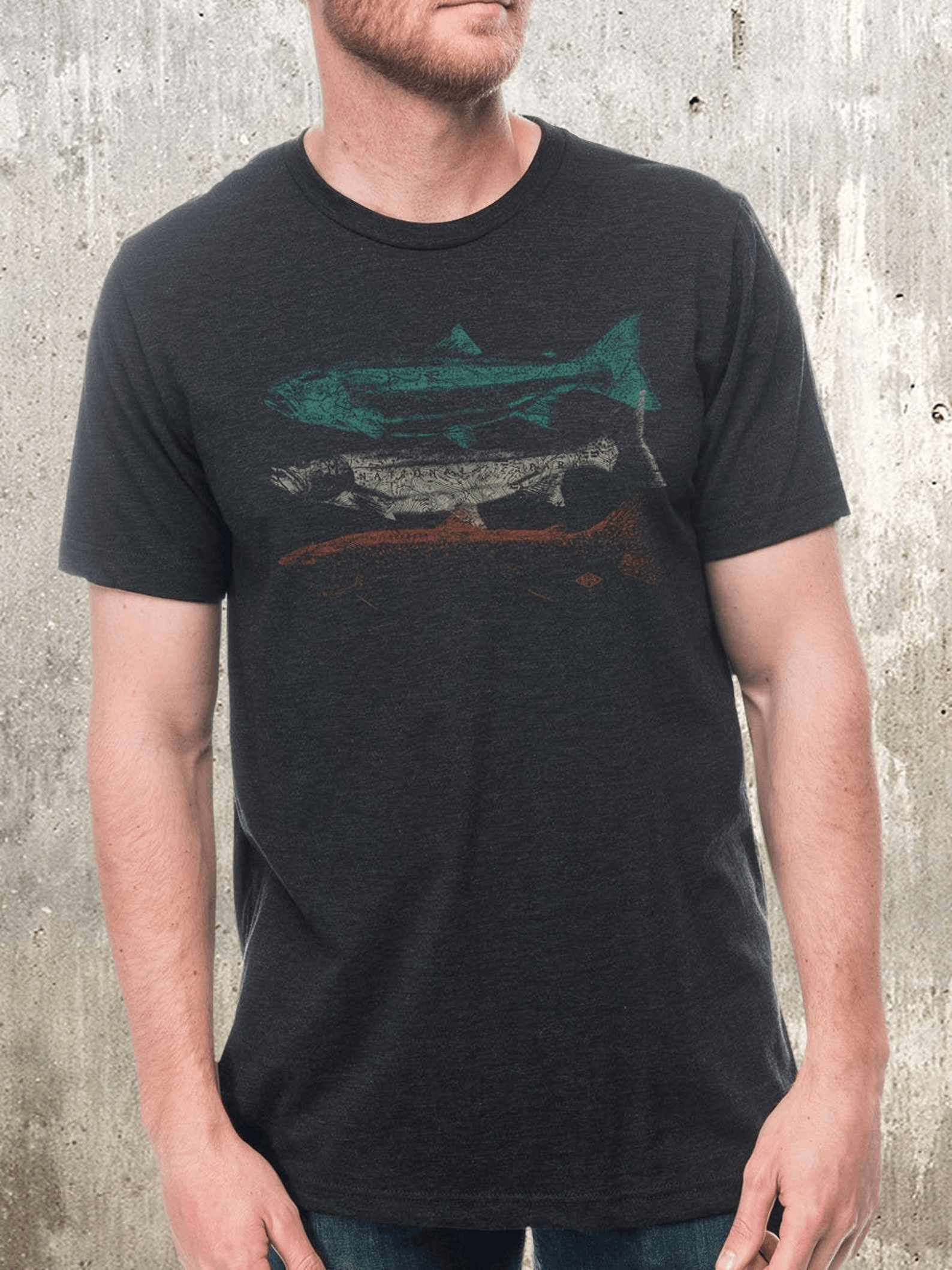 Designer × Vintage Men's Topographic Trout Fly Fishing T-Shirt Size US S / EU 44-46 / 1 - 3 Thumbnail