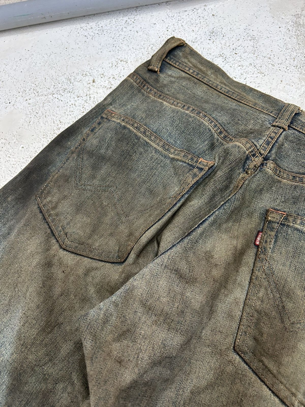 Edwin Vintage Edwin XV Japan Mud Washed Dirty Baggy Distressed Size US 31 - 18 Thumbnail