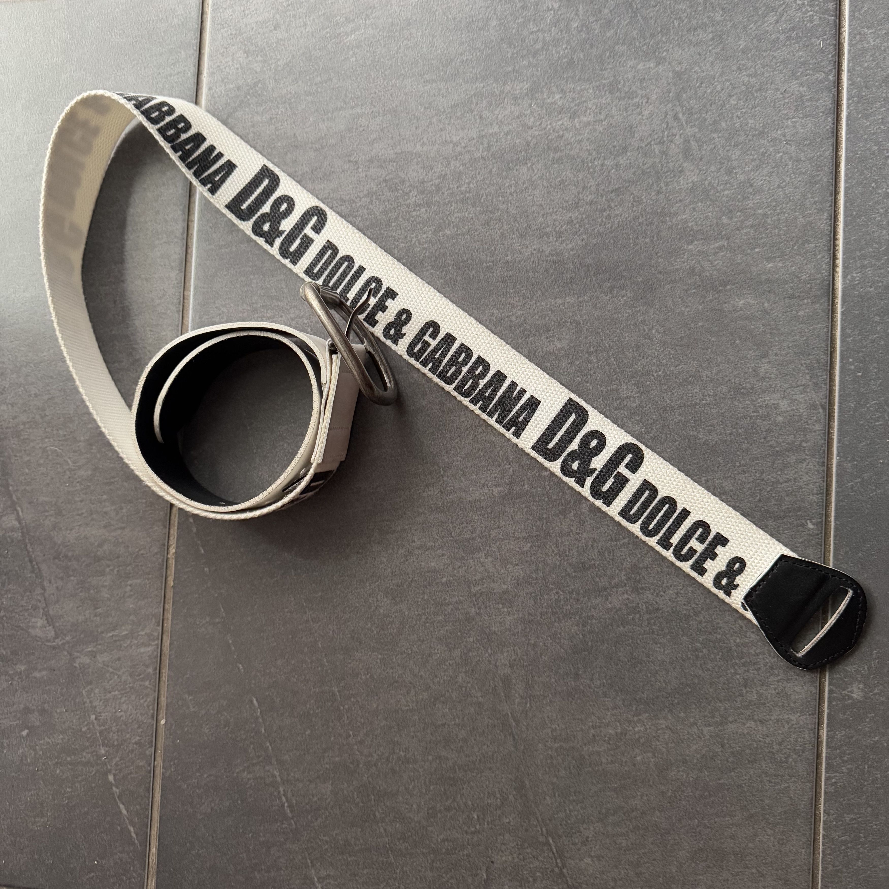 Dolce & Gabbana Dolce Gabbana white black nylon leather belt Vintage Monogra Size ONE SIZE - 4 Thumbnail