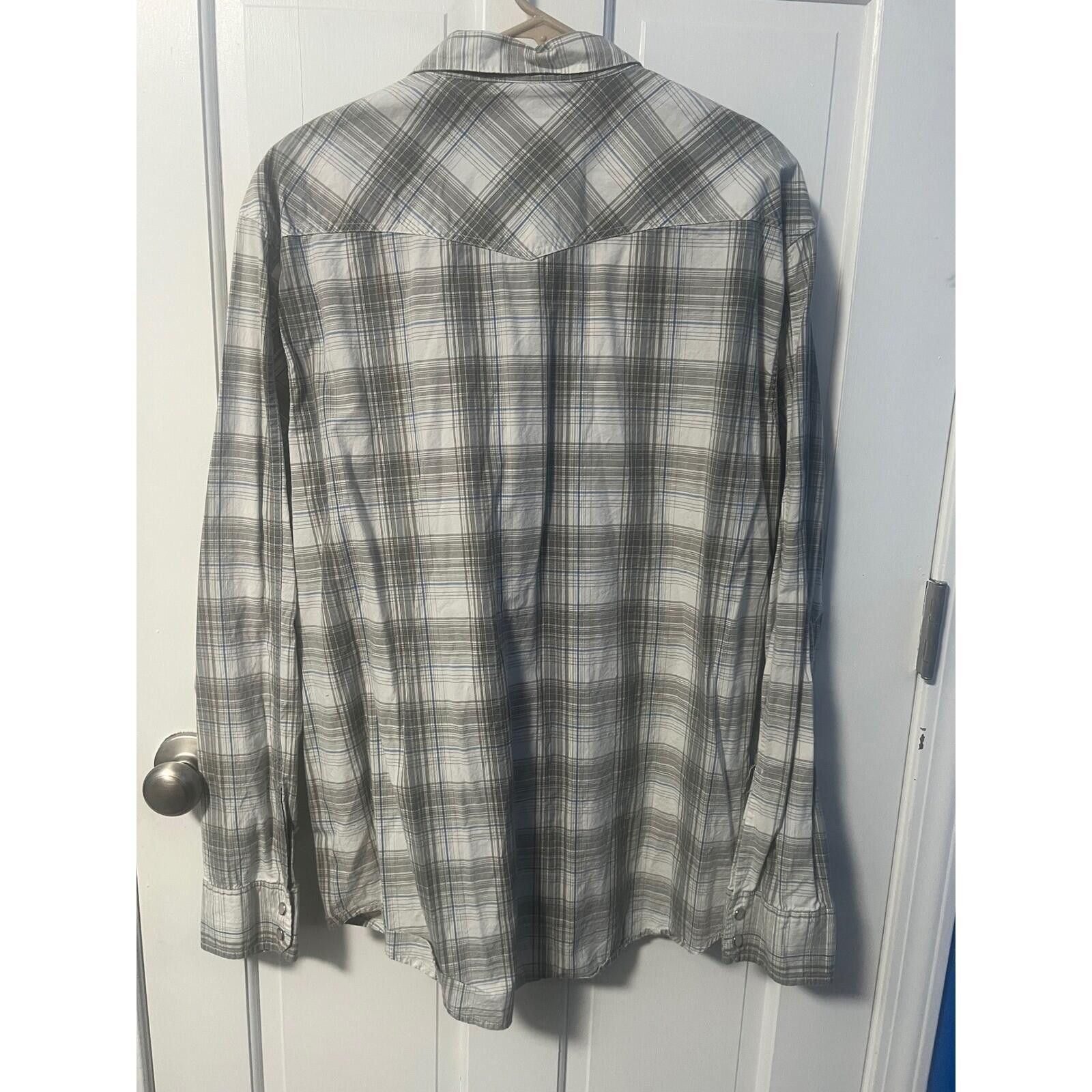 Aeropostale Aeropostale Western Shirt Mens XL Grey Plaid Pearl Snap Size US XL / EU 56 / 4 - 3 Thumbnail