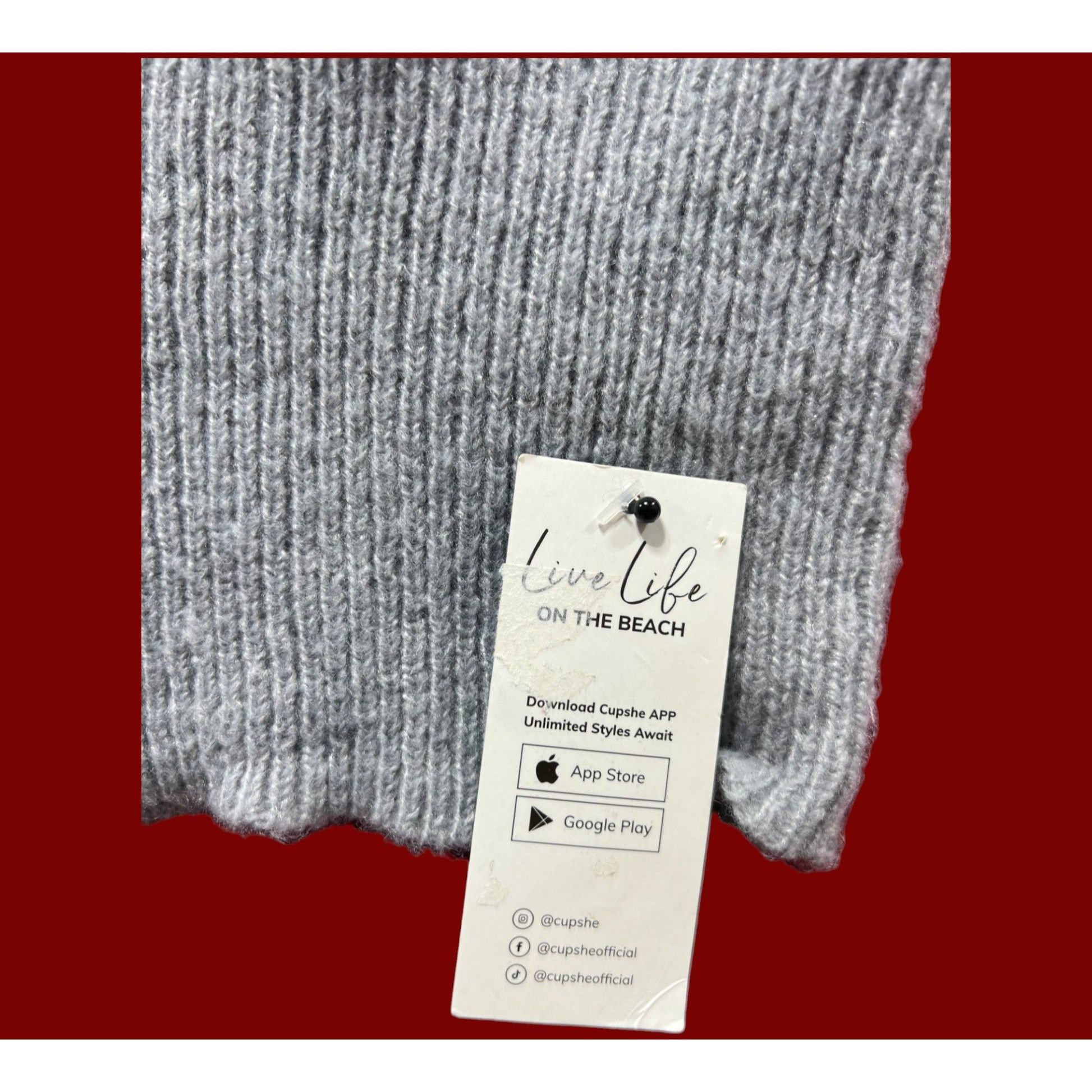 Other Cupshe - Women's Sweater Surplice Neck Rib Tops Long Sleeve Size L / US 10 / IT 46 - 9 Thumbnail