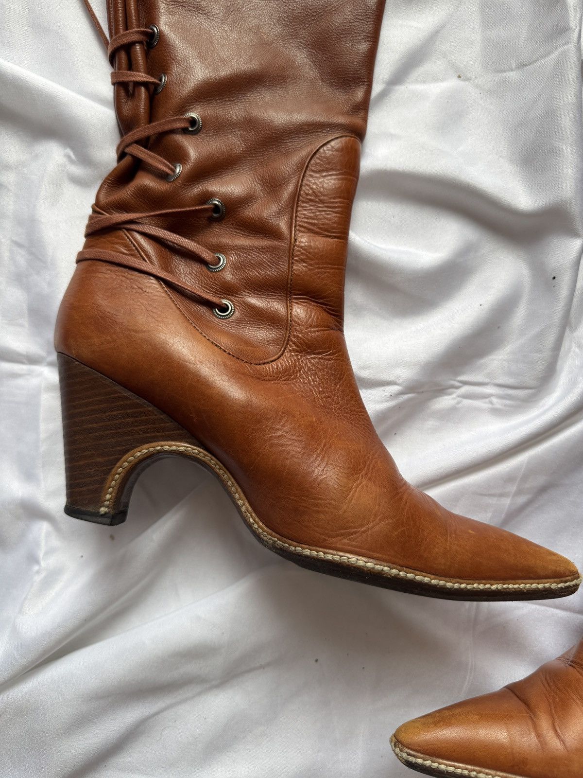 Dries Van Noten Dries Van Noten Vintage Lace Up Knee High Leather Boots Size US 7 / IT 37 - 4 Thumbnail