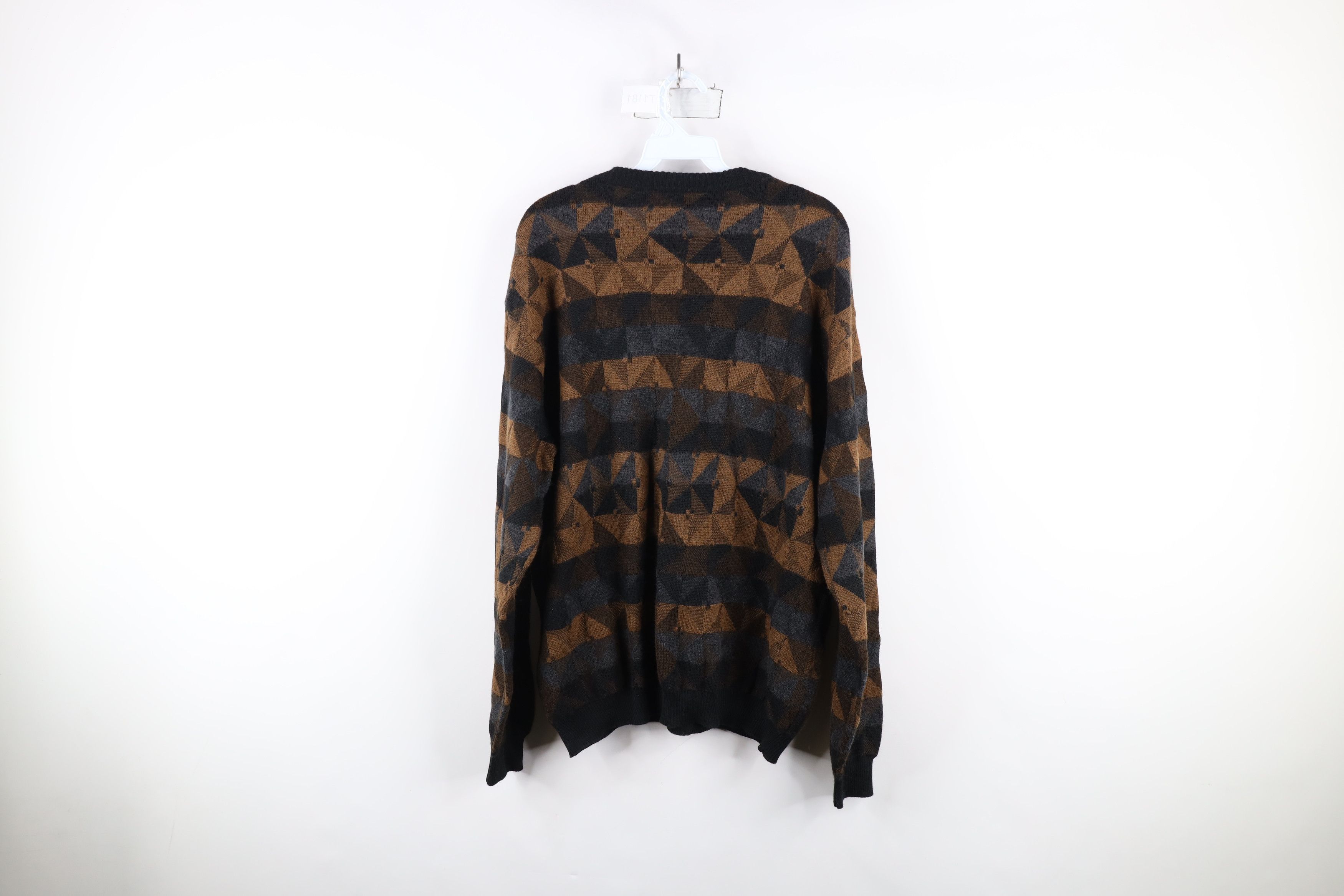 Vintage Vintage 90s Coogi Style Earth Tone Checkered Knit Sweater Size US L / EU 52-54 / 3 - 8 Thumbnail
