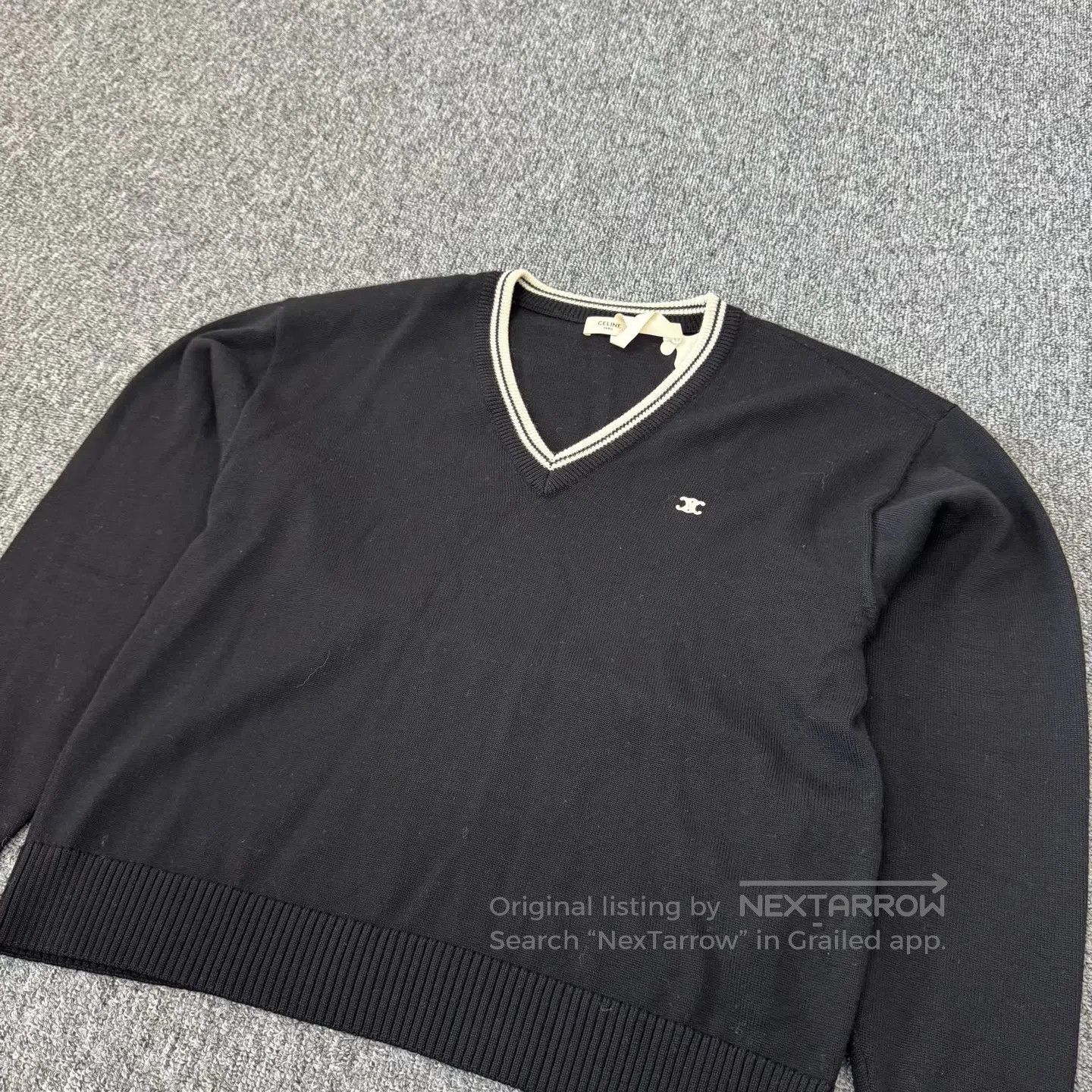 Celine CELINE Embroidered V-neck sweater| Size US L / EU 52-54 / 3 - 3 Thumbnail