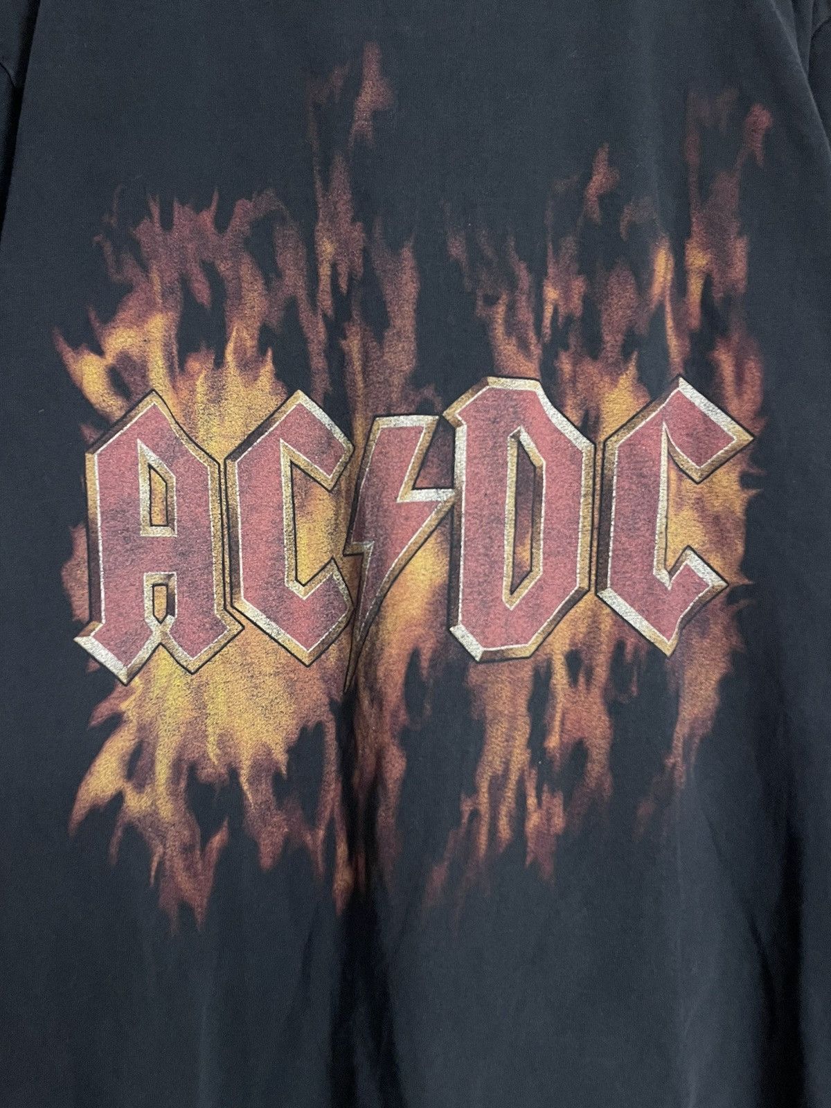 Fruit Of The Loom Vintage AC DC Flame Logo Faded Graphic T-shirt Band Size US XL / EU 56 / 4 - 6 Thumbnail