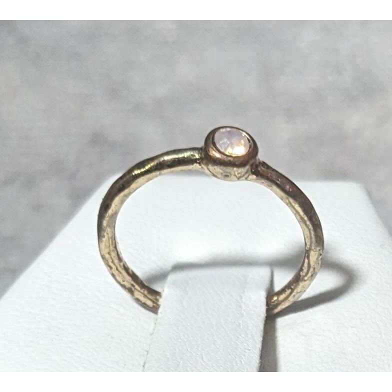 Other Minimalist Gold Tone Textured Ring With Tiny Pastel Pink Sto Size ONE SIZE - 5 Thumbnail