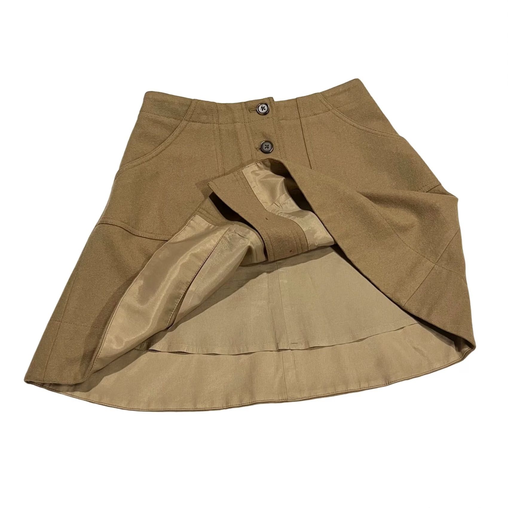 J.Crew J.Crew Skirt Women’s Tan Wool A-Line Pockets Buttons Sz 0 Camella Camel Flare Short Size 25" / US 0 / IT 36 - 2 Thumbnail