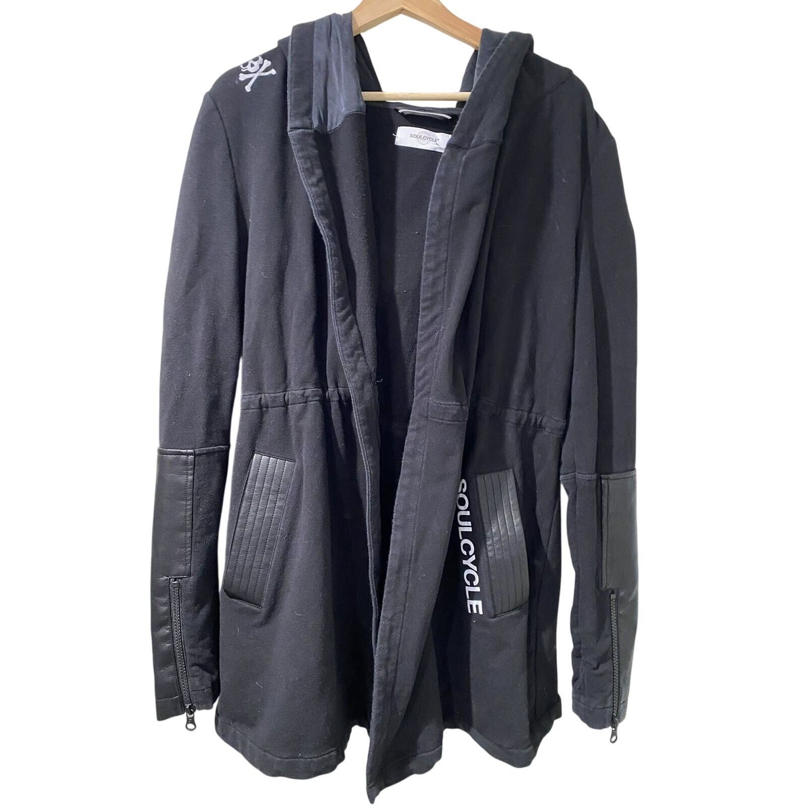& Other Stories SoulCycle Black Hoodie With Leather Arms Size Medium A001510 Size M / US 6-8 / IT 42-44 - 3 Thumbnail