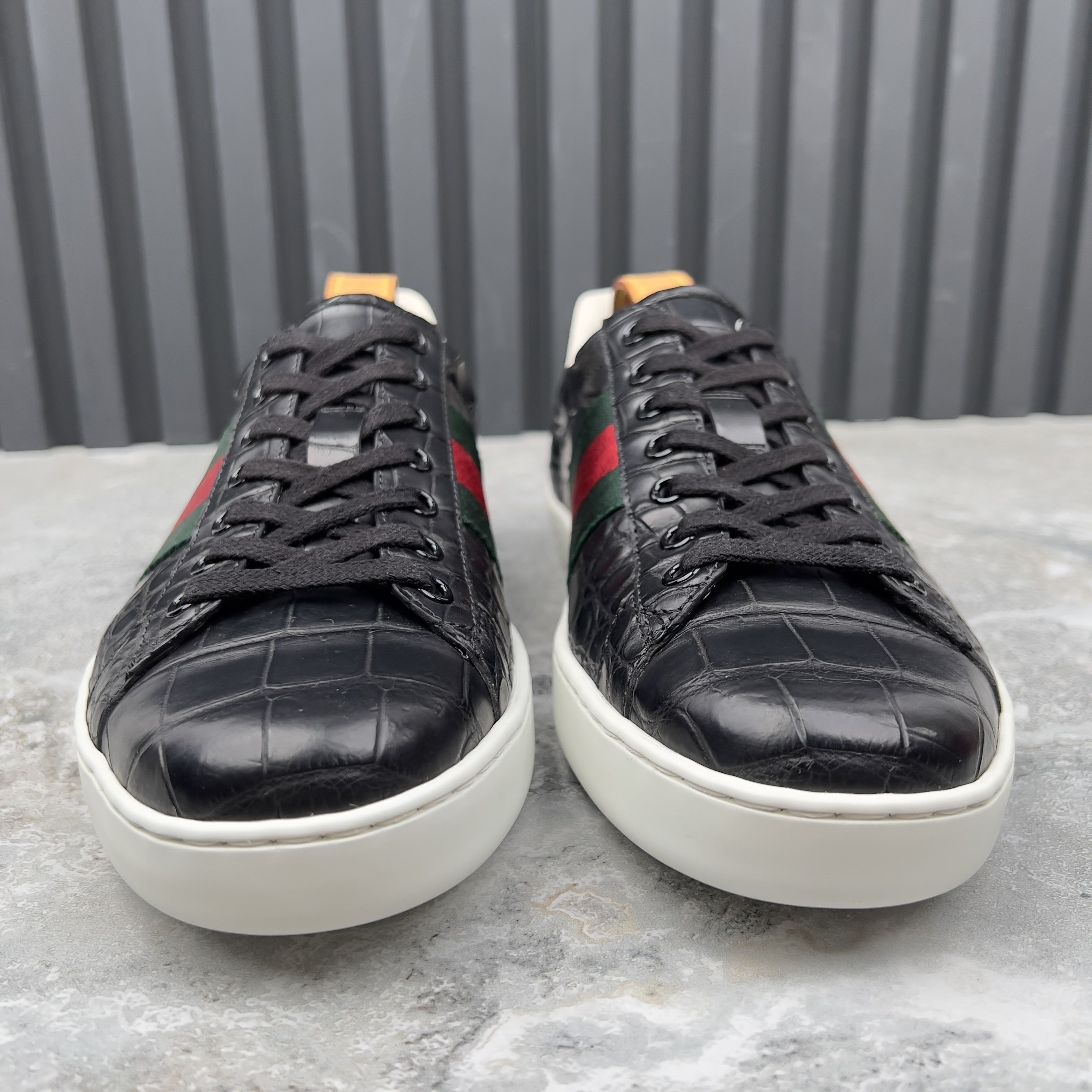 Gucci Ace Sneakers Web Genuine Crocodile Leather Size US 8 / EU 41 - 8 Thumbnail