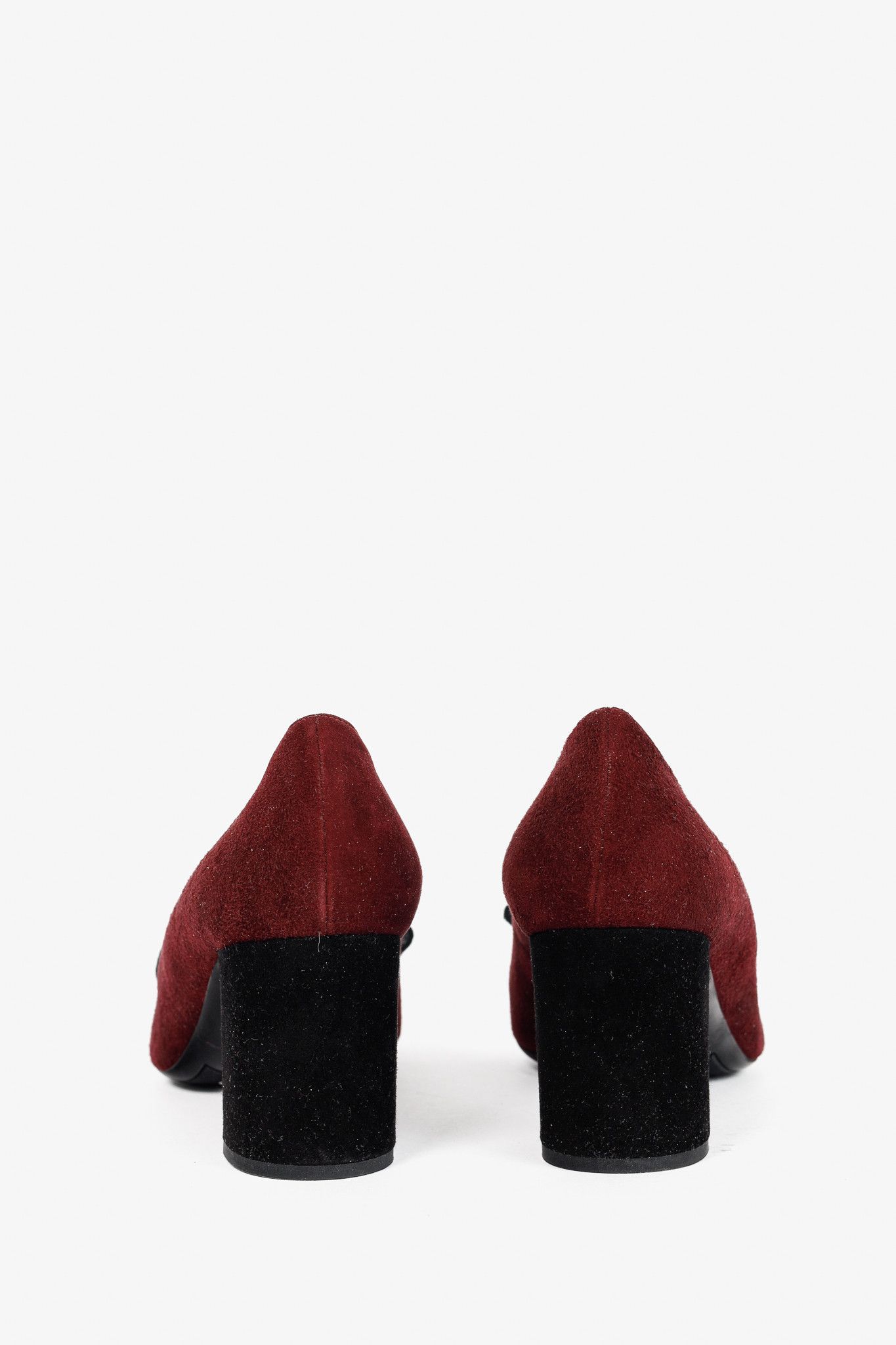 Prada Granato & Nero Suede Bow Pointed-Toe Pumps