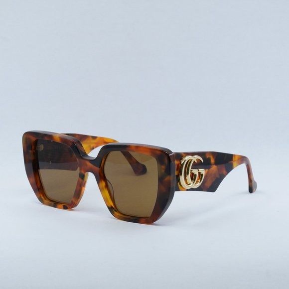 image of New Gucci Gg0956S 007 Havana Brown Sunglasses, Women's