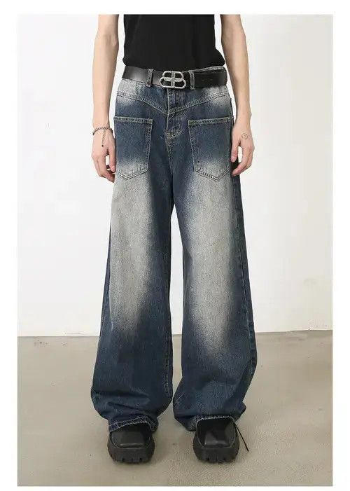 Jean Japanese retro loose straight American jeans for men Size US 32 / EU 48 - 2 Thumbnail