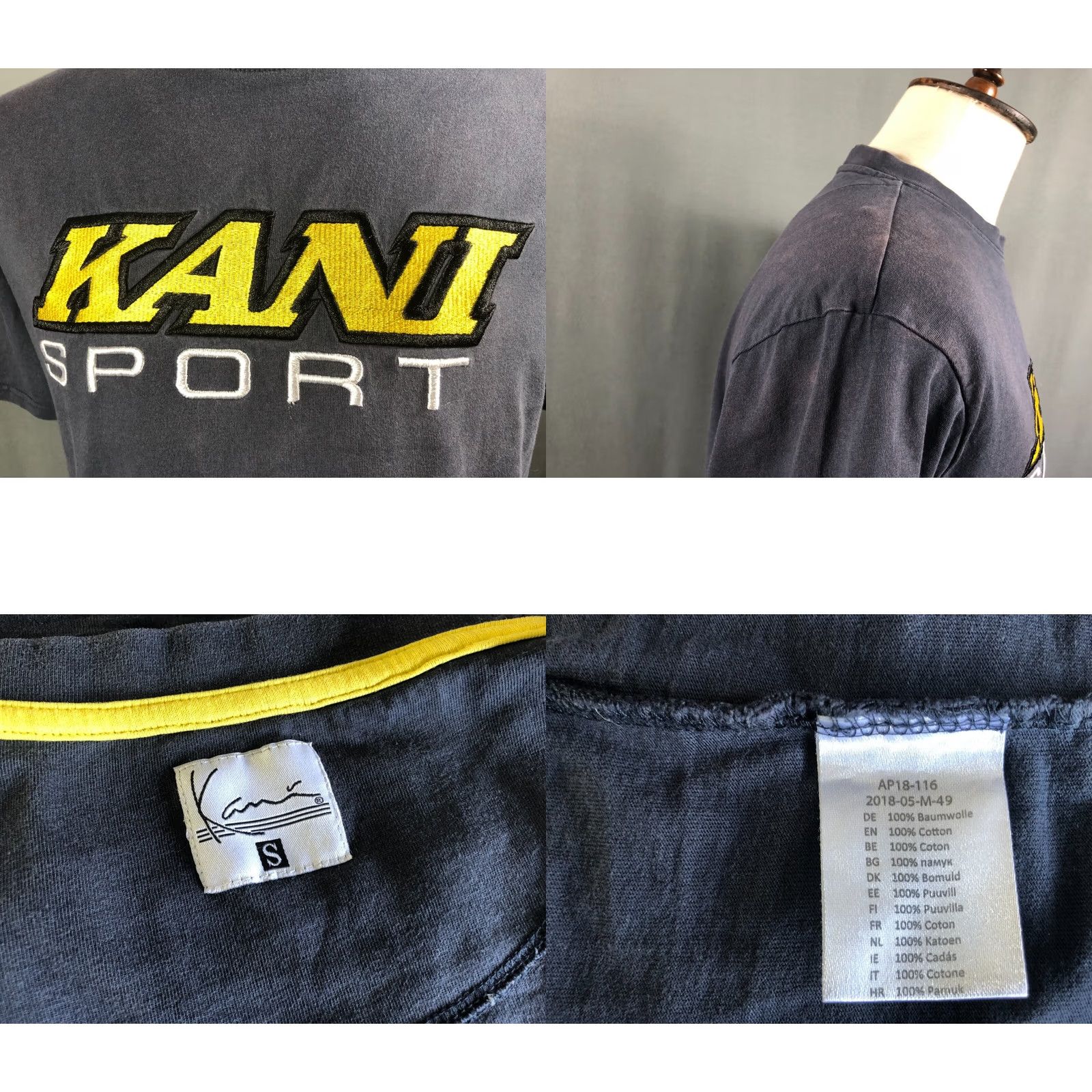 Karl Kani Kani T-Shirt Cotton Dark Blue Men Size S Crew Neck Short Sleeve Embroidered Logo Regular Fit XS? Size US S / EU 44-46 / 1 - 8 Thumbnail